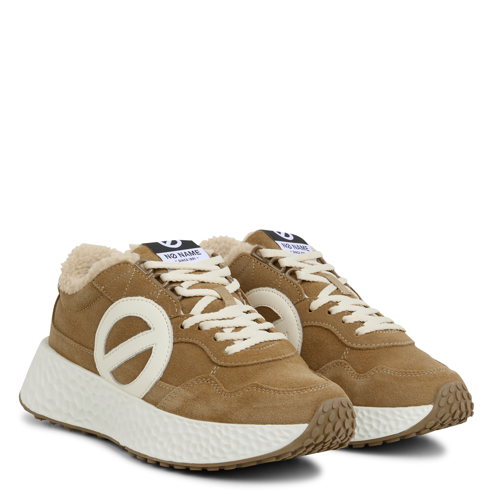 Zapatillas bajas con cuña de cuero aterciopelado NO NAME Marron