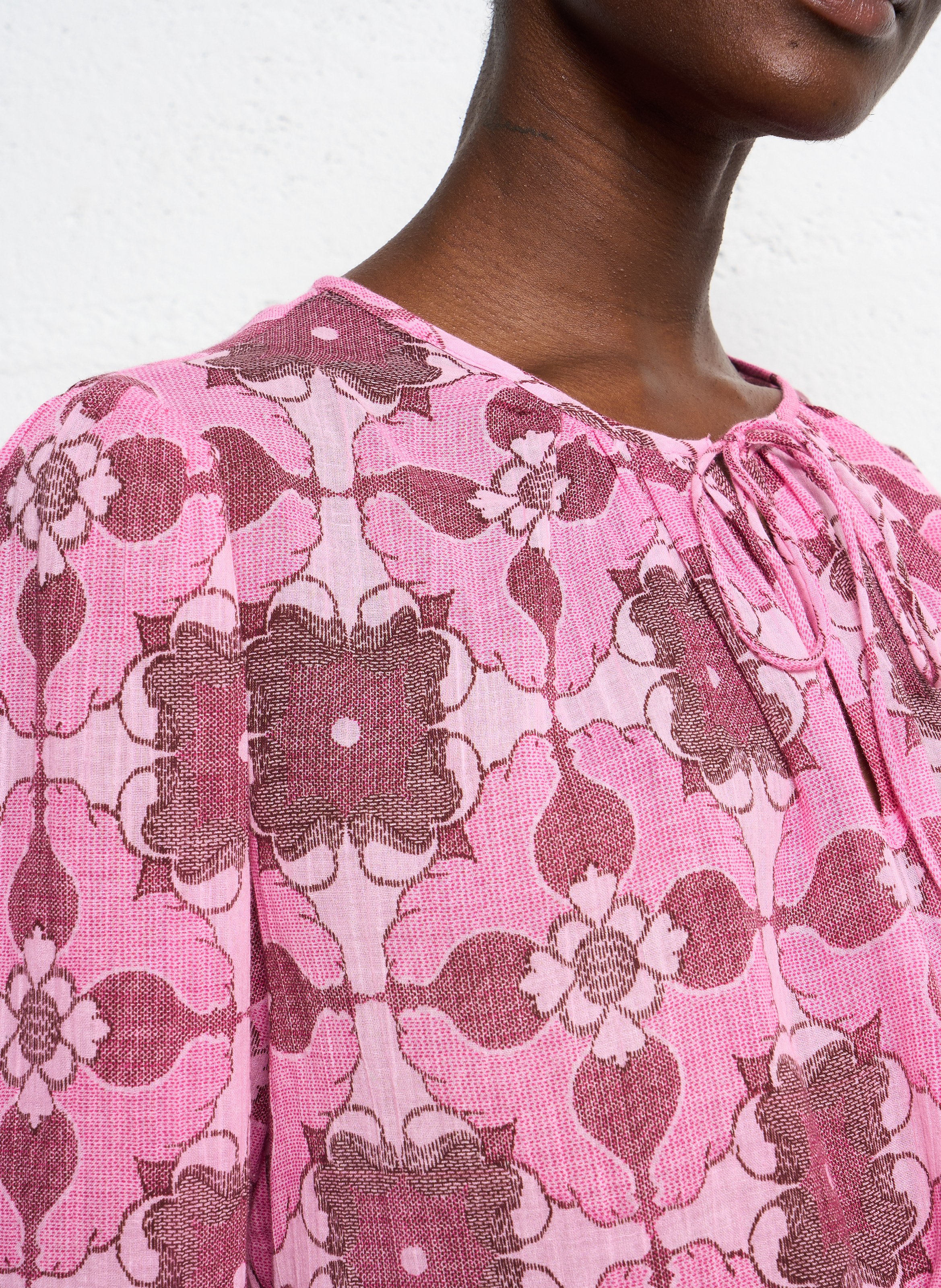 Bedruckte Baumwollbluse ANTIK BATIK Rosa