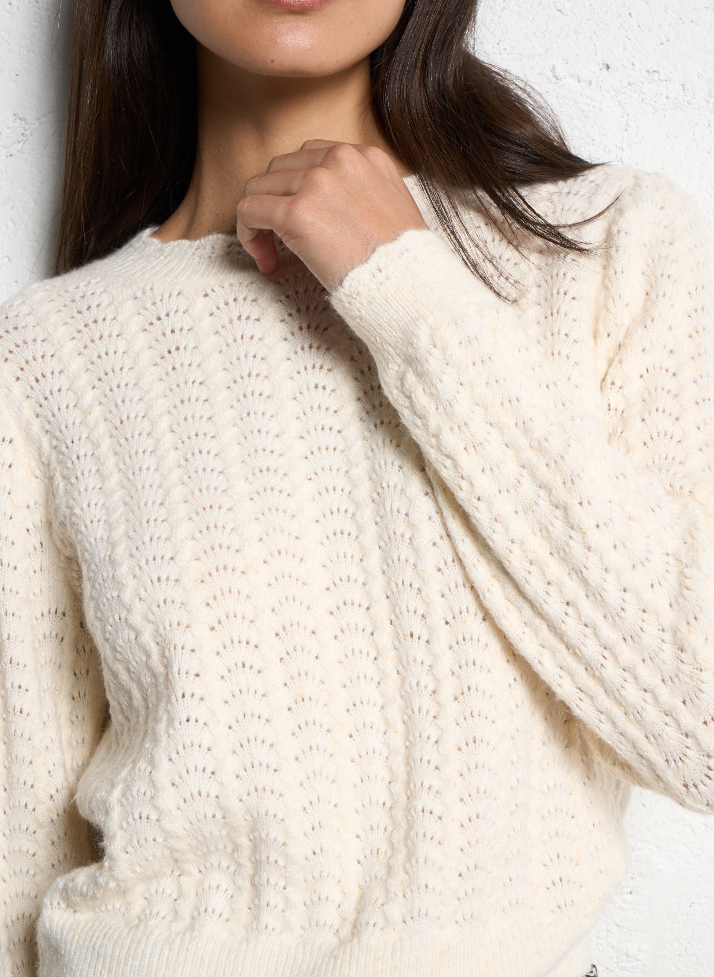 Pull droit en maille fantaisie ONE STEP Blanc