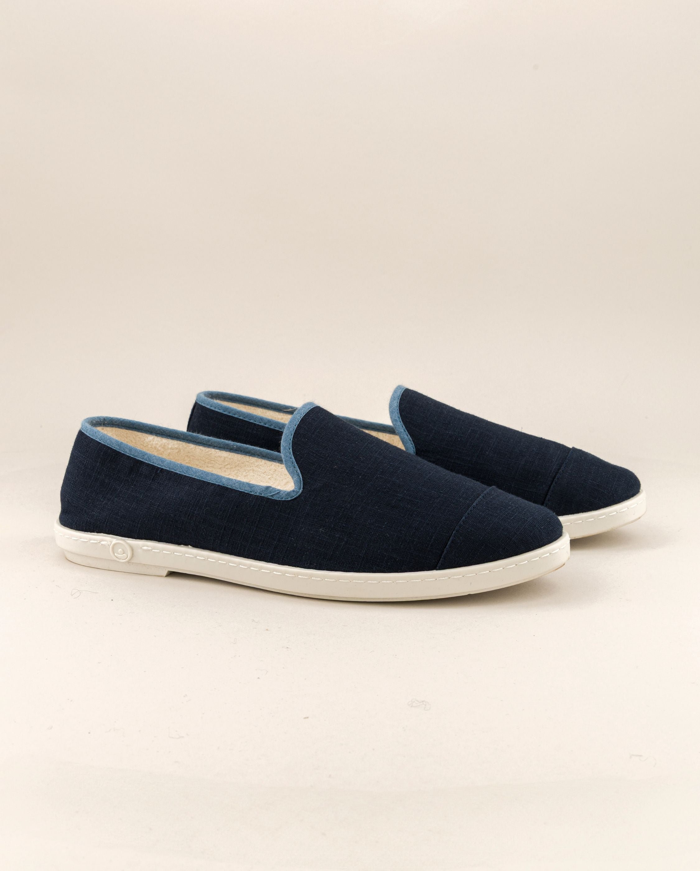 Men's linen slippers, navy blue. ANGARDE Blue
