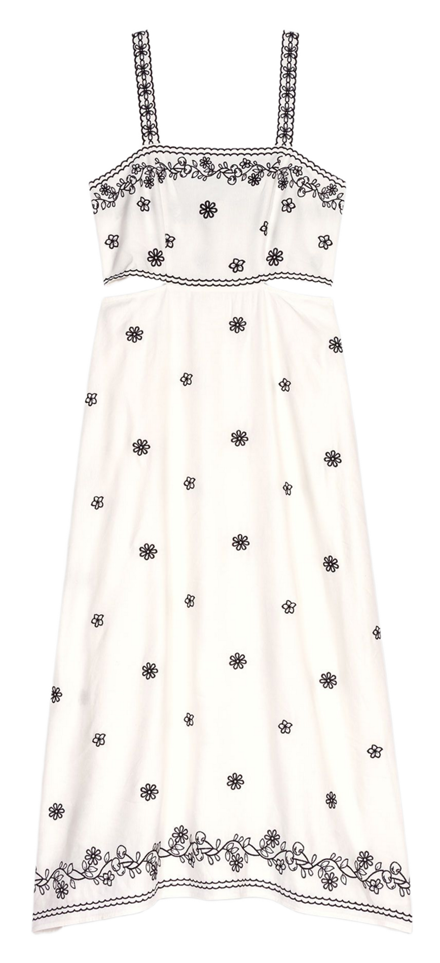 Square Neck Midi Linen Blend Dress MAJE Beige