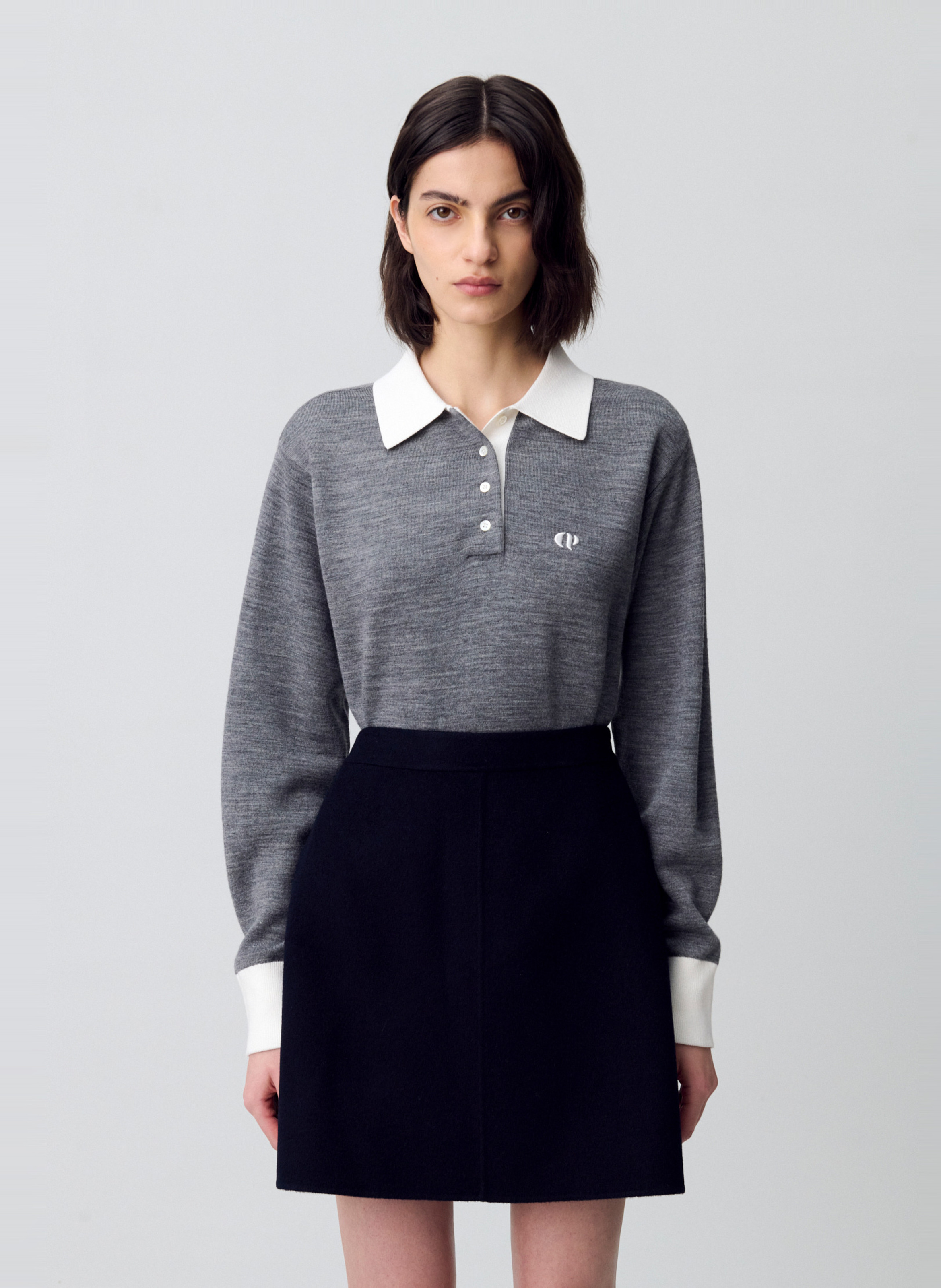 Short straight skirt in double-faced wool CLAUDIE PIERLOT Blue