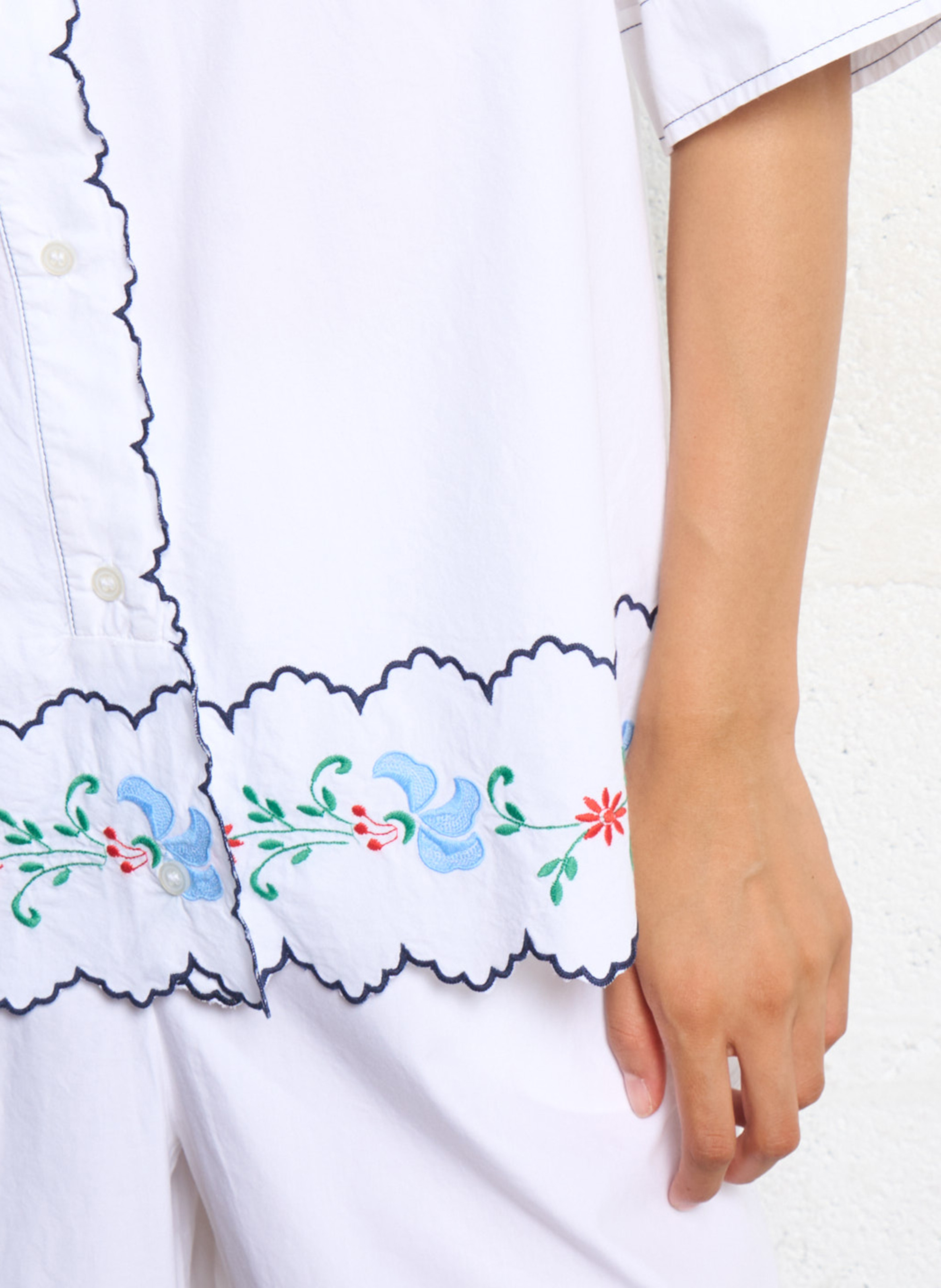 Bio-Baumwollbluse mit klassischem Kragen STELLA NOVA Weiss