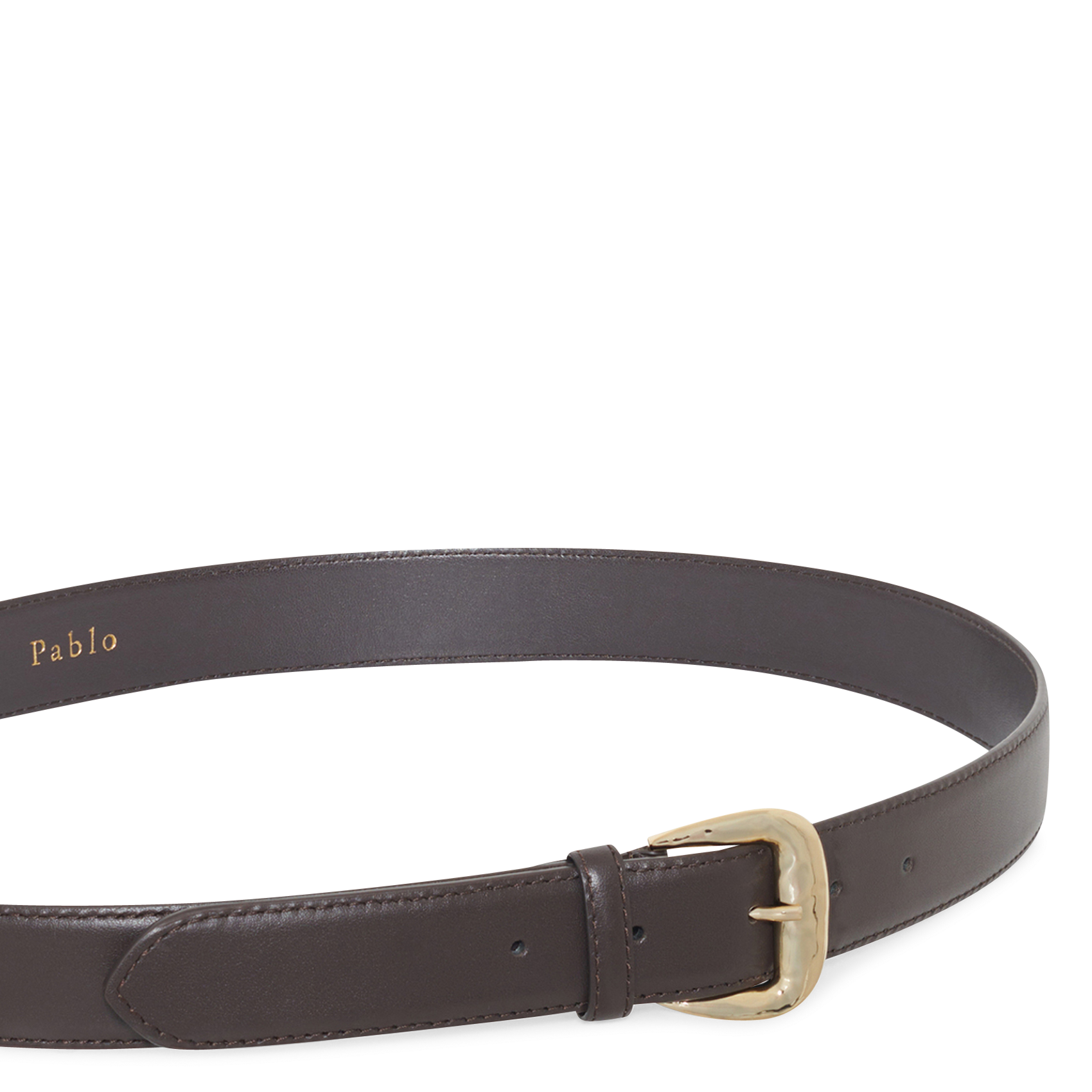 Ceinture réglable à boucle en cuir PABLO Marron