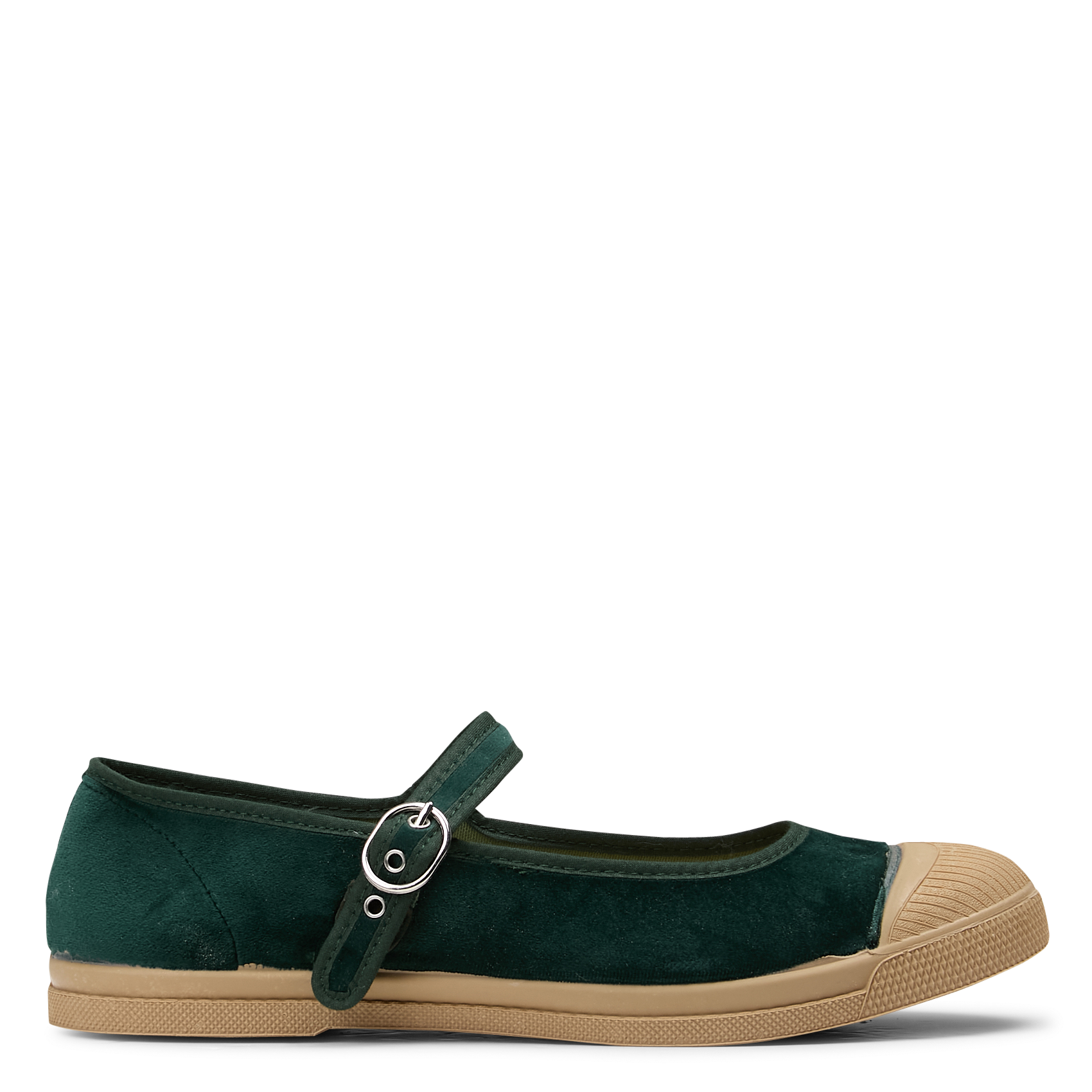 Flat velvet ballet flats with ankle strap BENSIMON