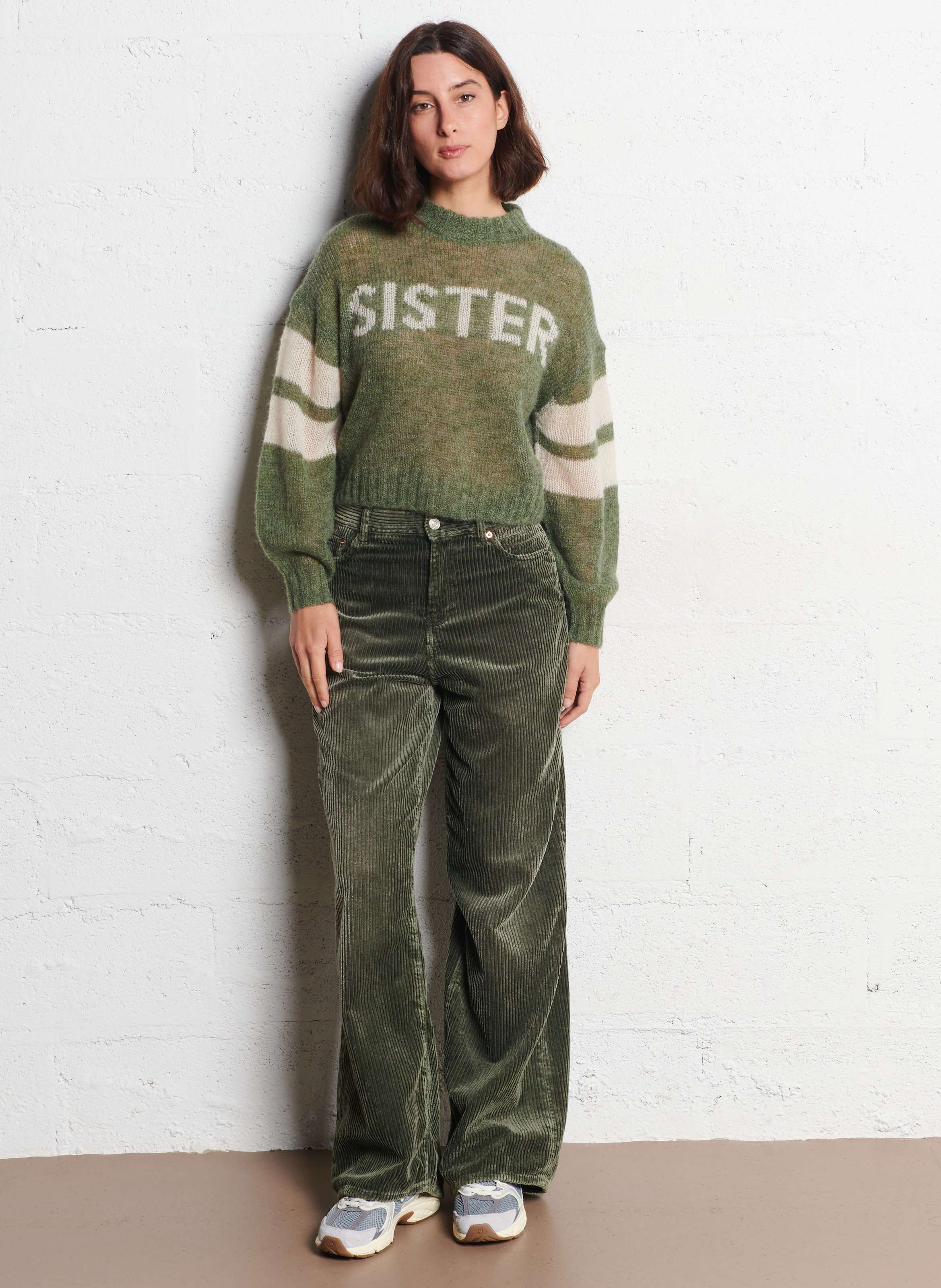 Pull oversize en laine mélangée THE TINY BIG SISTER Kaki