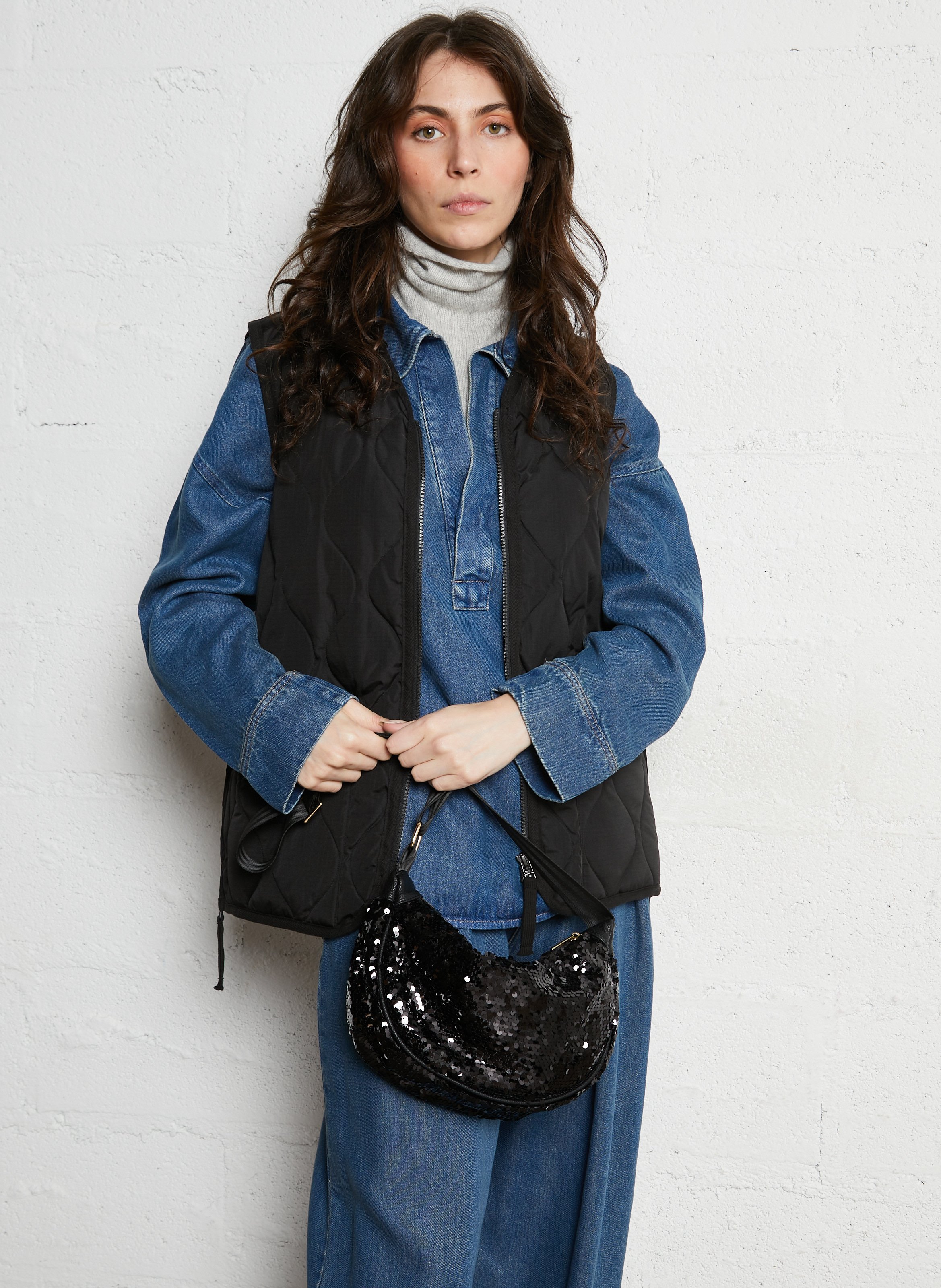 Rhinestone banana bag AU PRINTEMPS PARIS Black