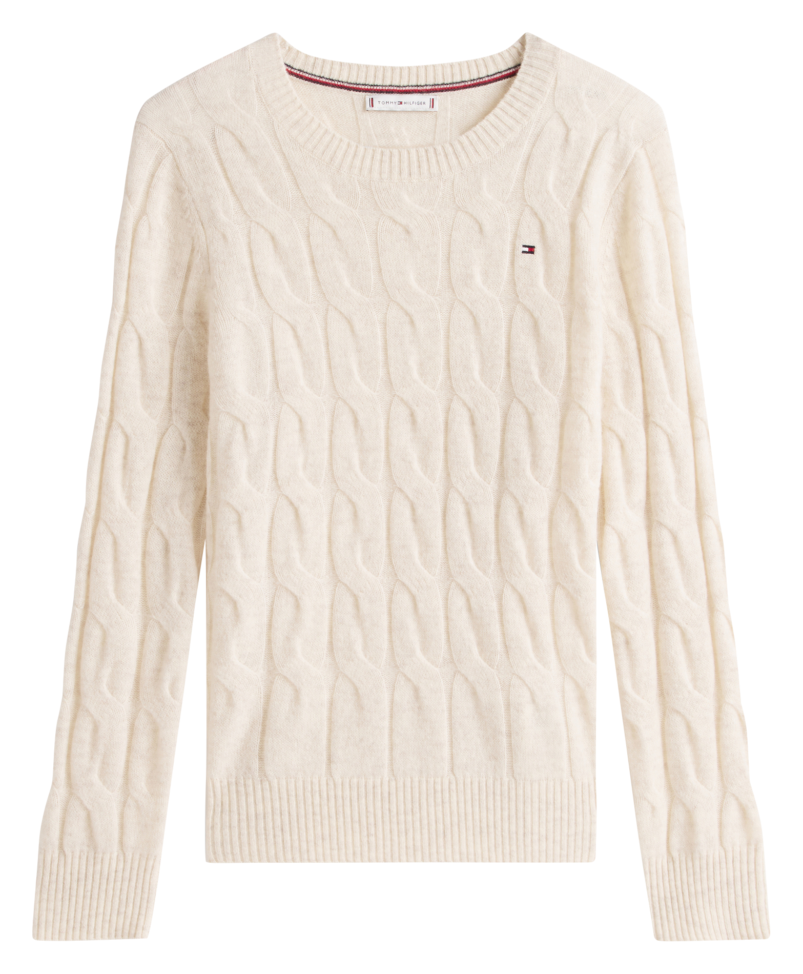 Pull col rond en laine  TOMMY HILFIGER Blanc