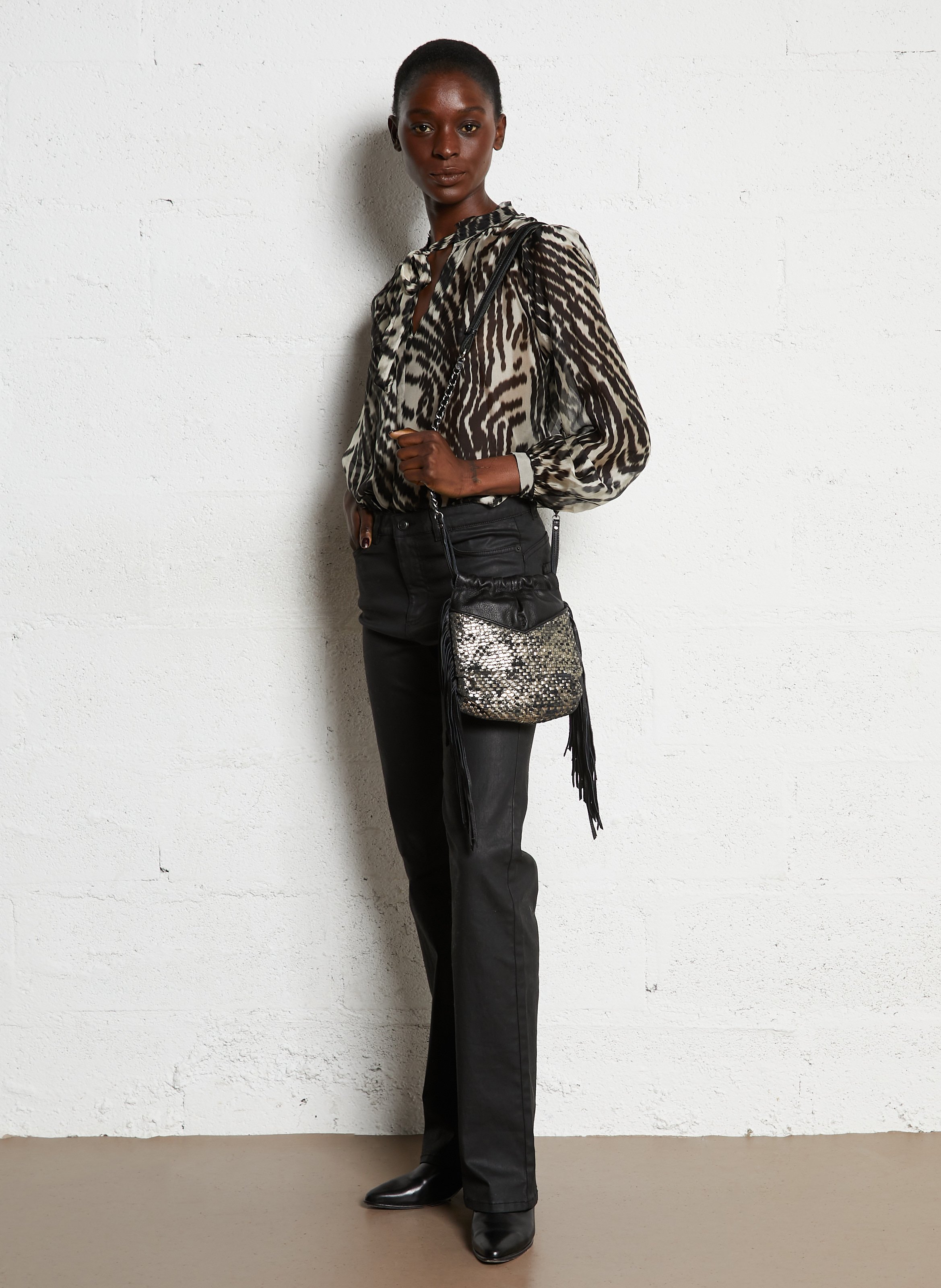 Leren crossbodytas  MILA LOUISE Zwart