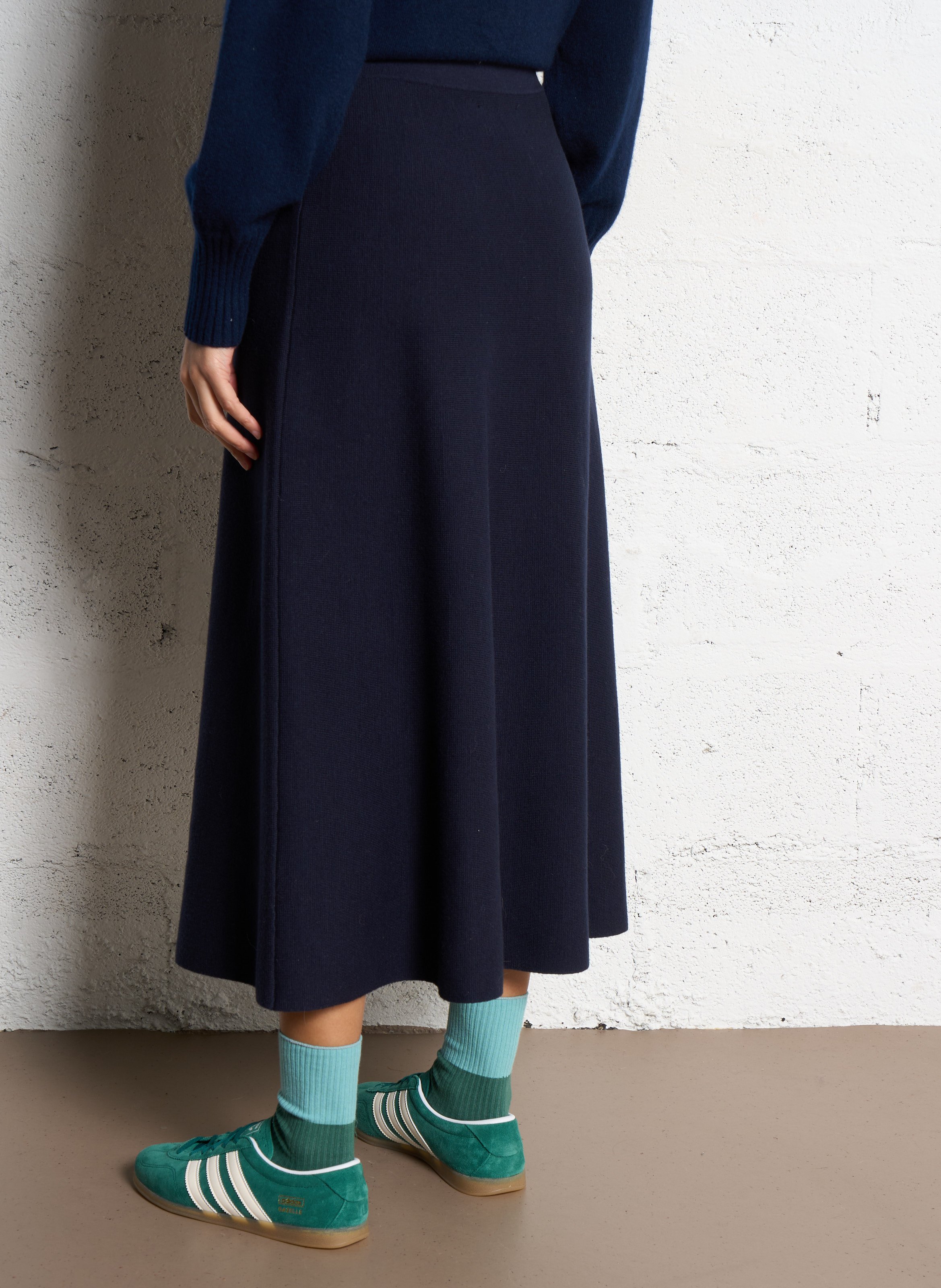 Jupe midi évasée en coton mélangé SUD EXPRESS Bleu