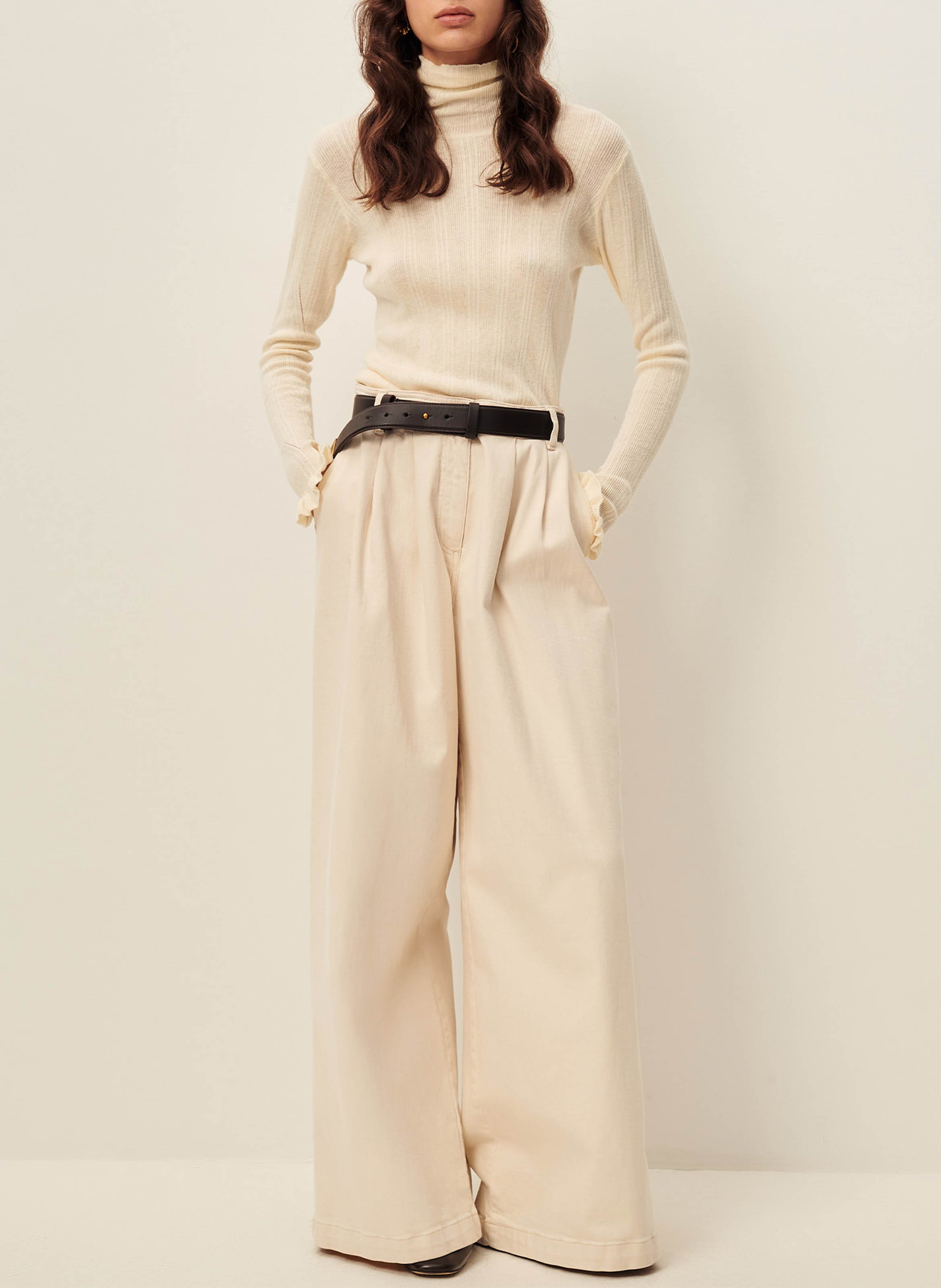 Pull col roulé ajusté en coton mélangé SESSUN Beige