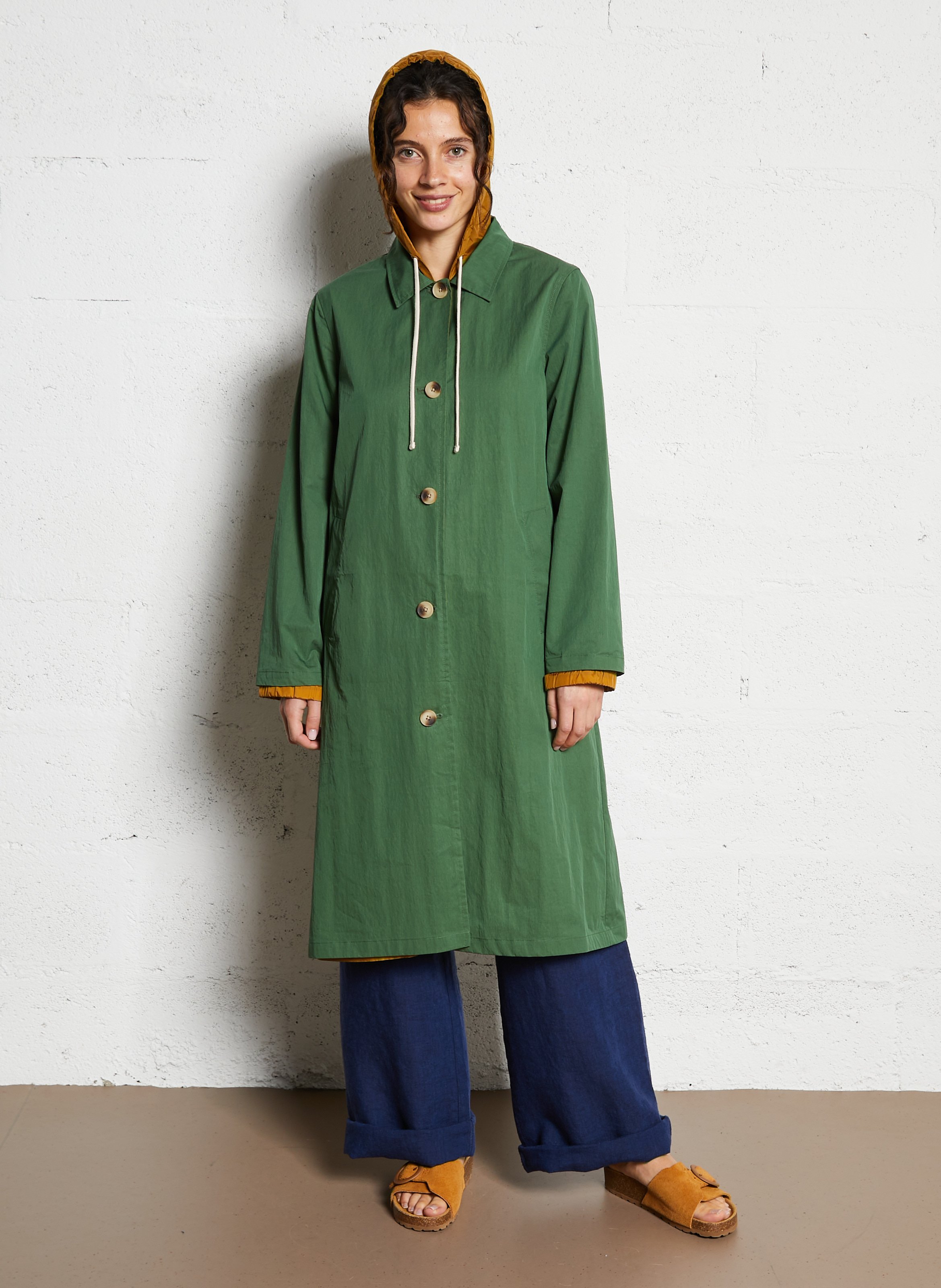 Trenchcoat met capuchon - katoenblend NICE THINGS Kaki