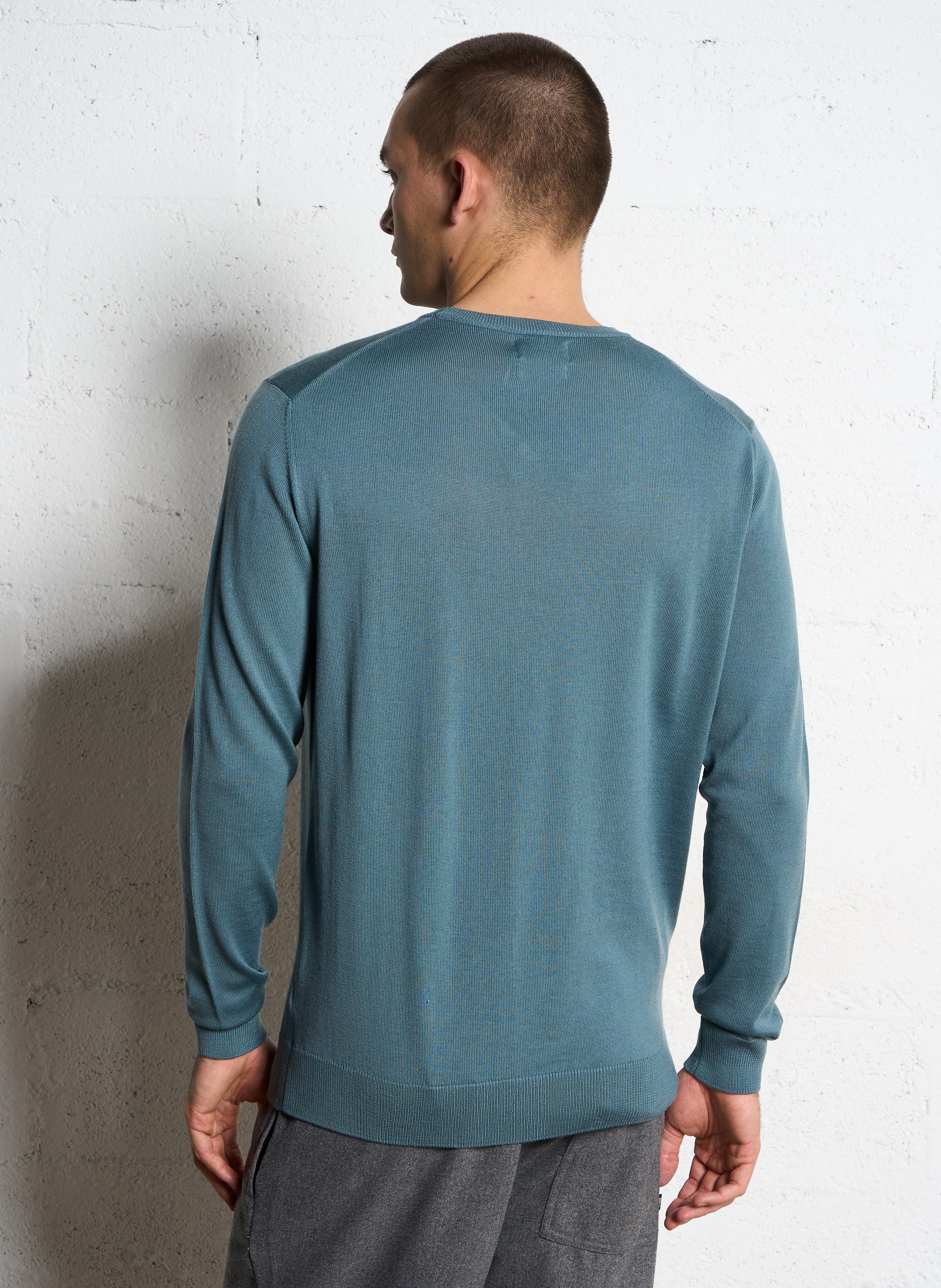 Pull regular en laine mérinos FARAH Bleu