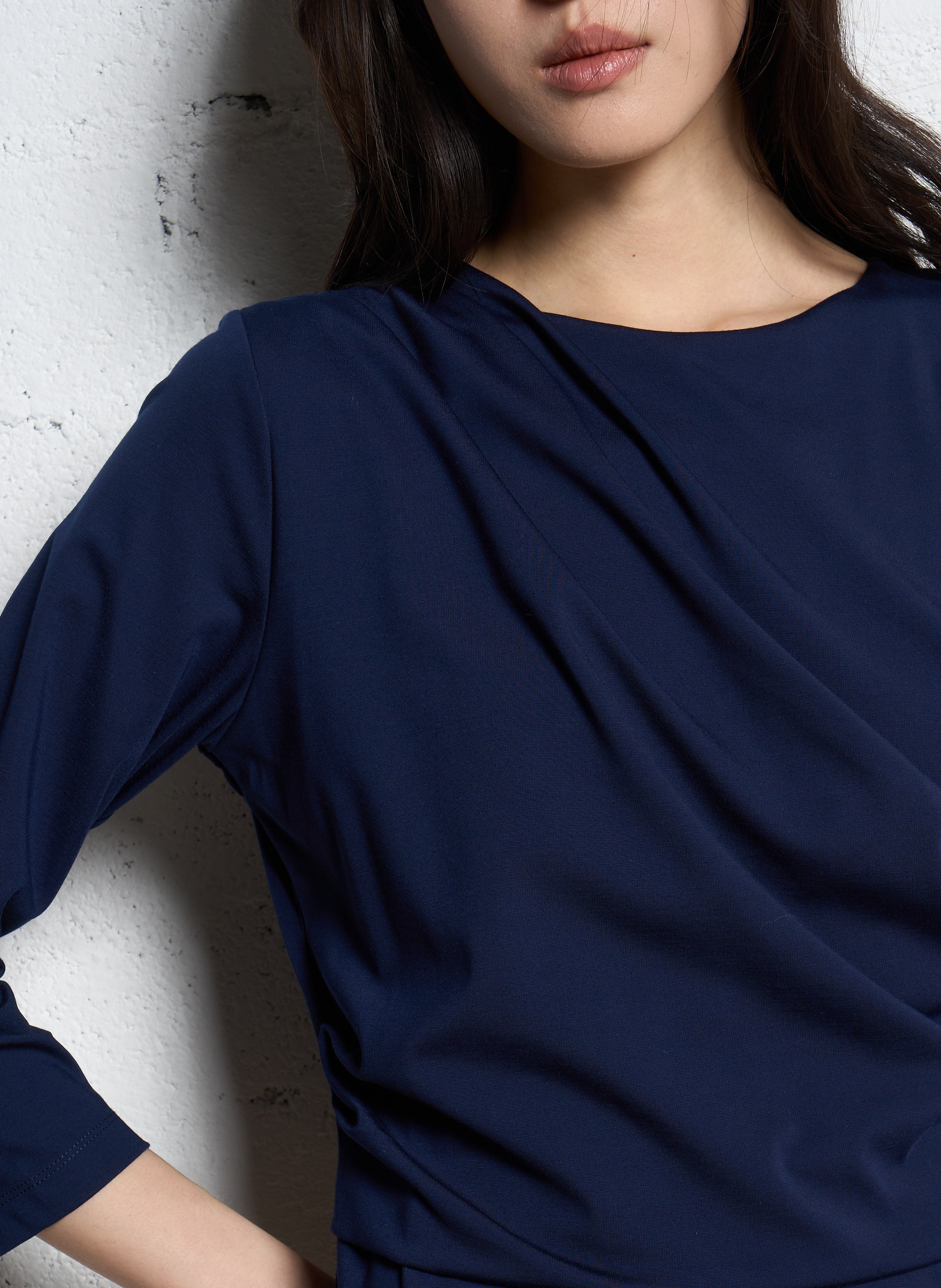 Robe courte fluide drapée unie ONE STEP Bleu