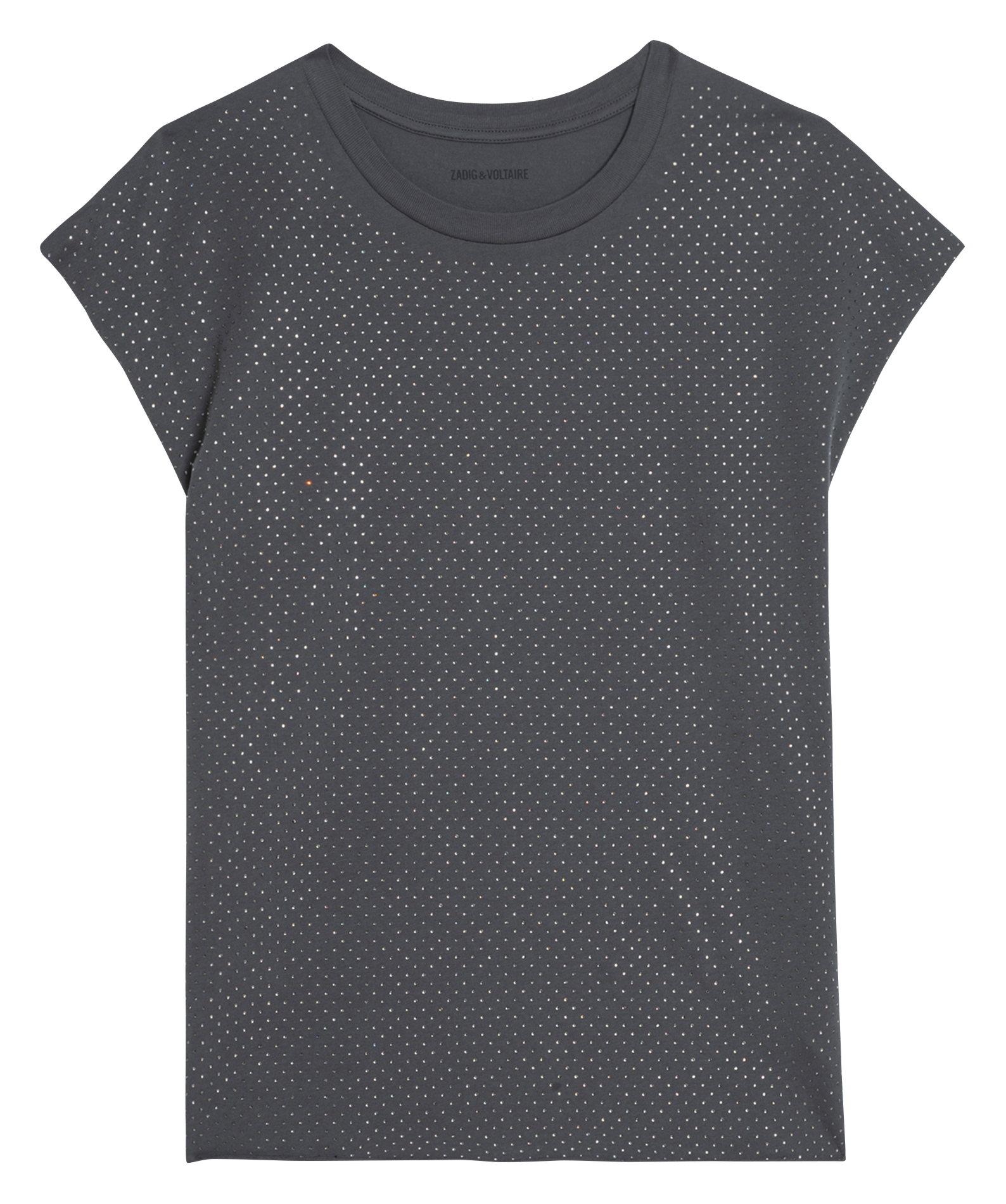 Straight round neck T-shirt with rhinestones ZADIG&VOLTAIRE Grey