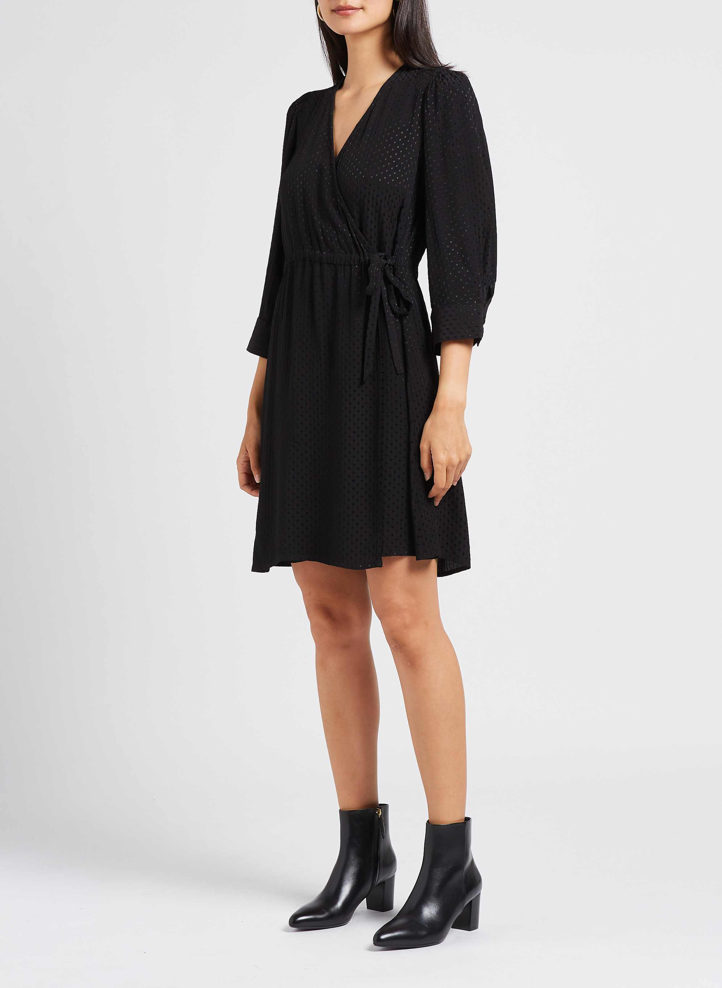 Straight textured wrapover dress VILA Black