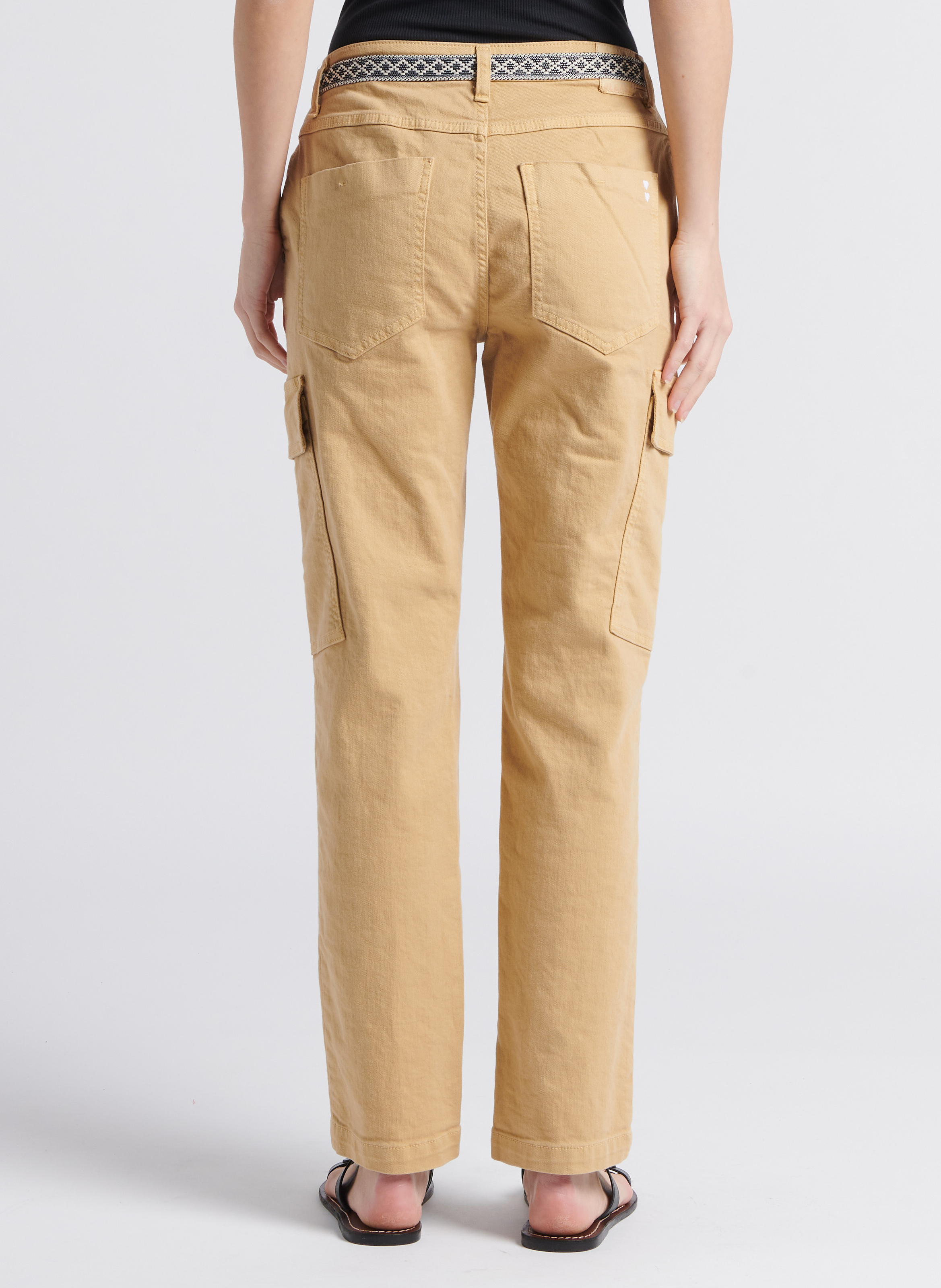 Straight cargo-style cotton-blend pants PLEASE Beige
