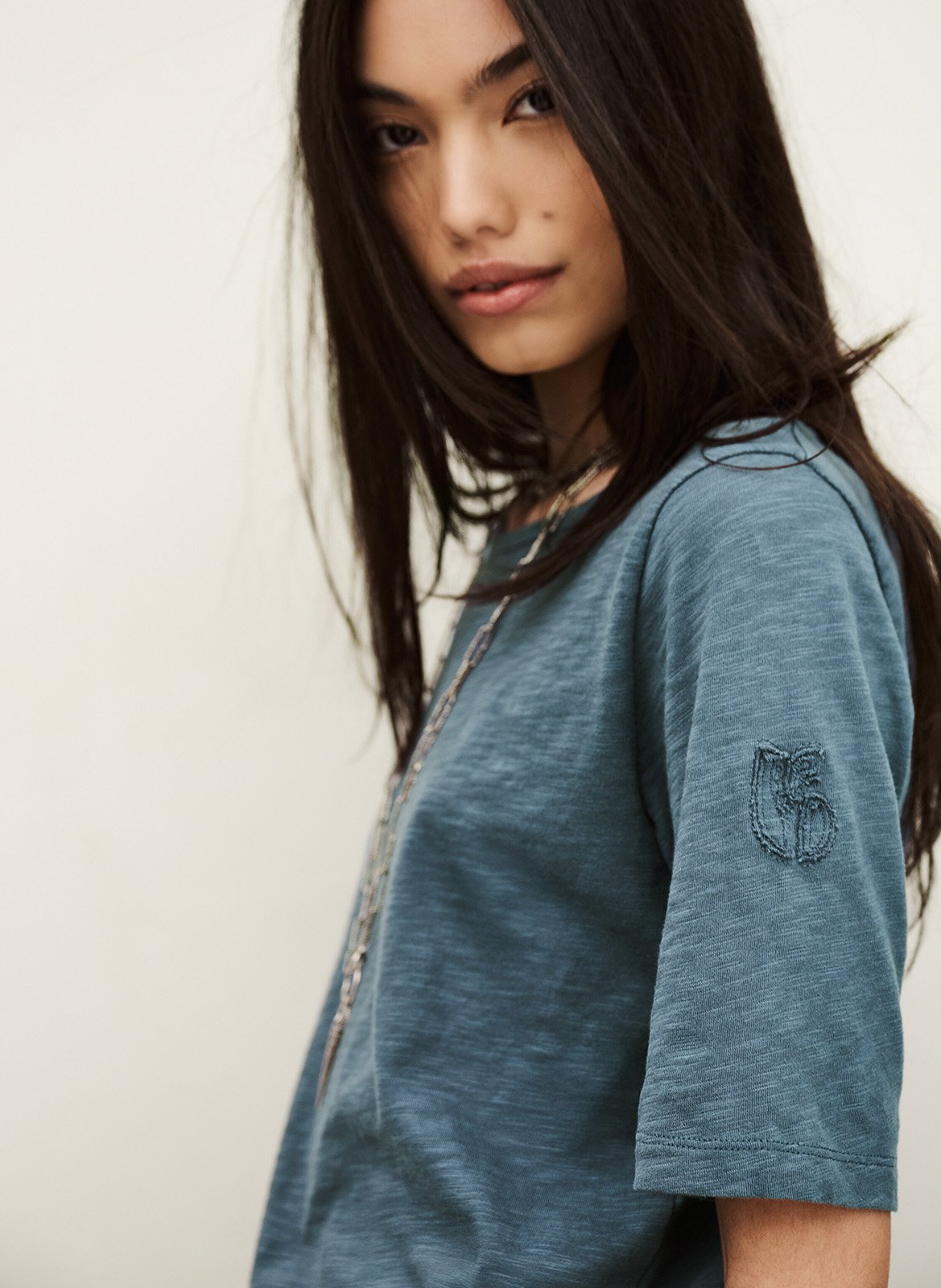 Loose-fit round-neck cotton T-shirt BA&SH Blue