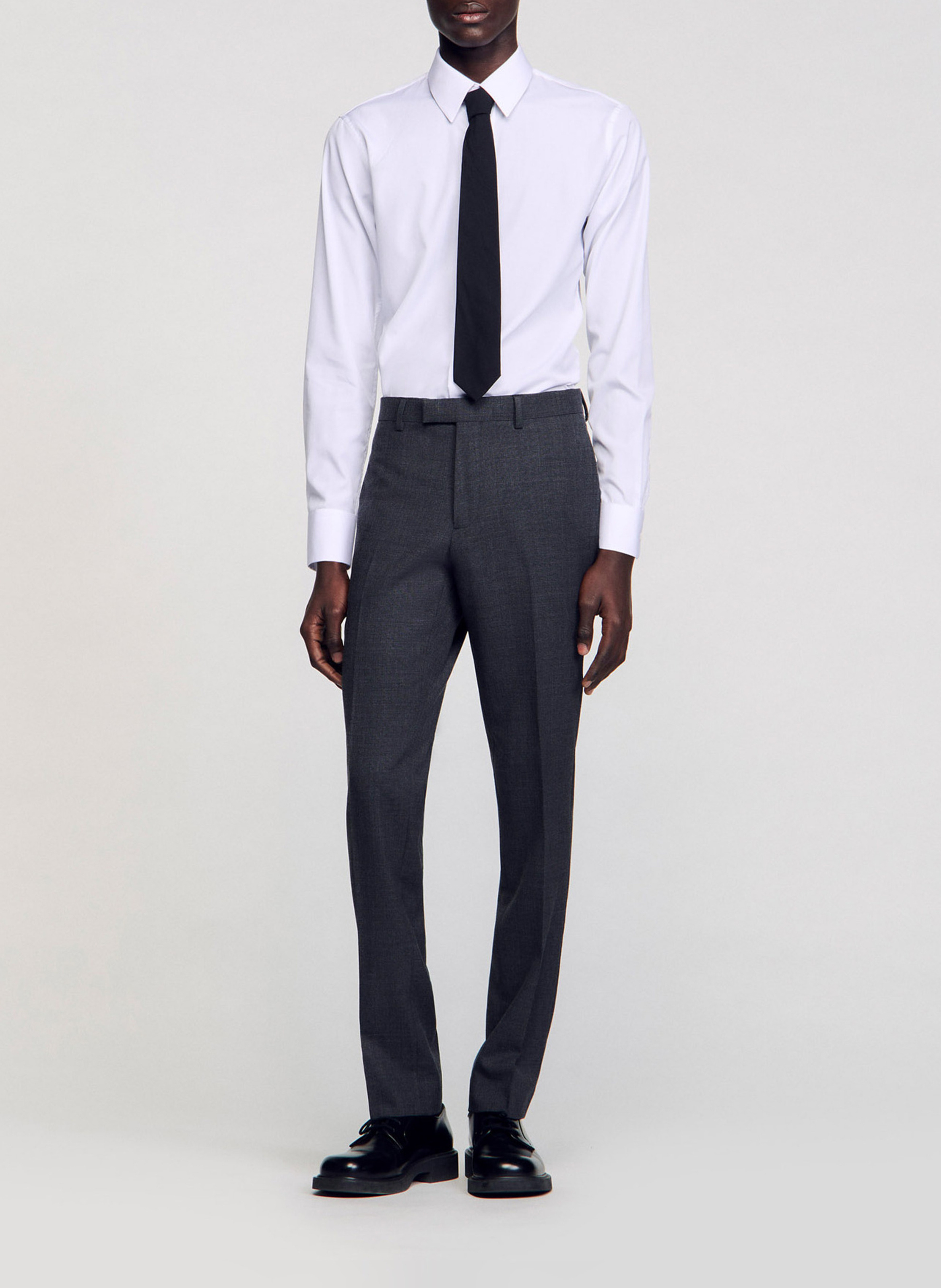 Pantalon de costume en laine SANDRO Gris