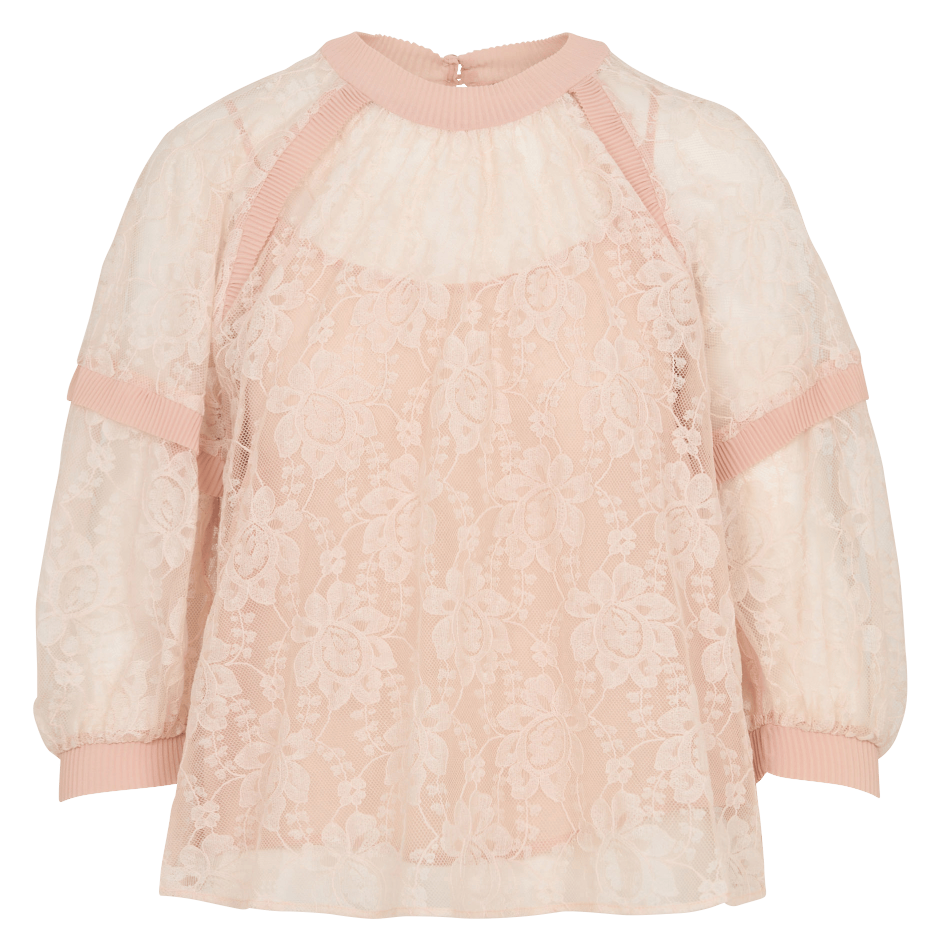 Weites Rundhals-Top aus Spitze COTELAC Rosa