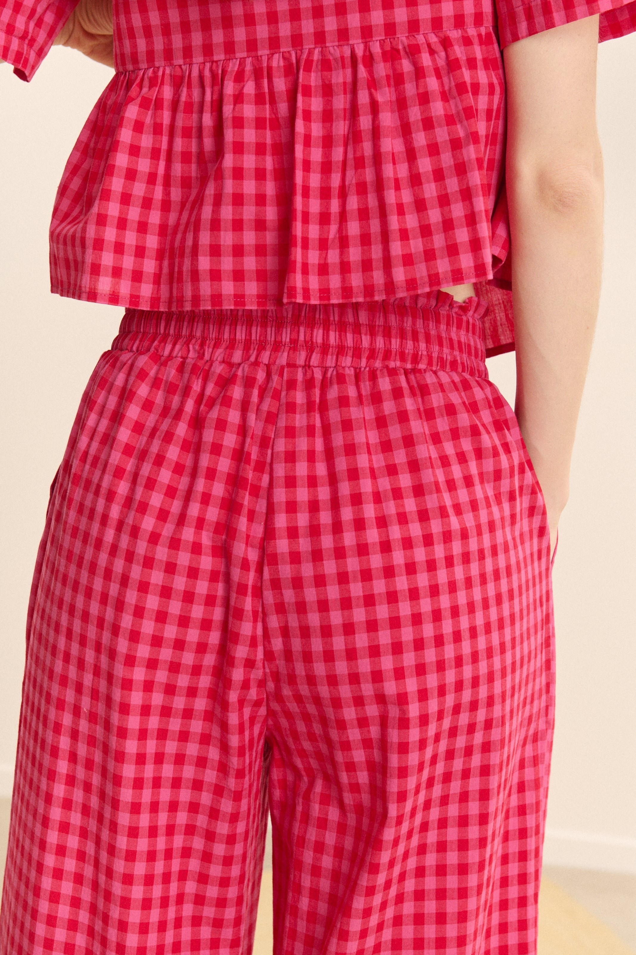 Elasticated checkered pants GARANCE PARIS Pink