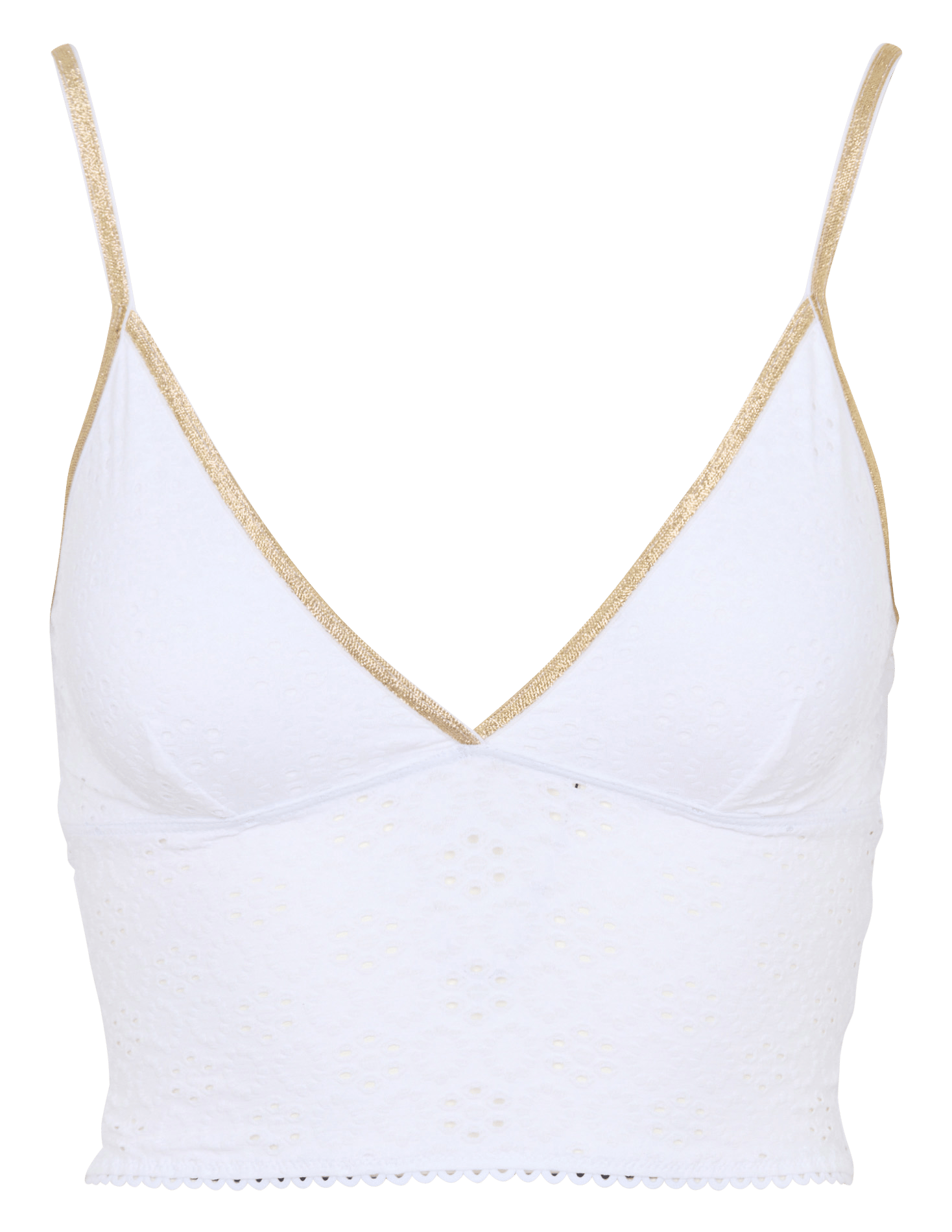 Eng anliegendes Top mit V-Ausschnitt aus Spitze LA NOUVELLE Weiss