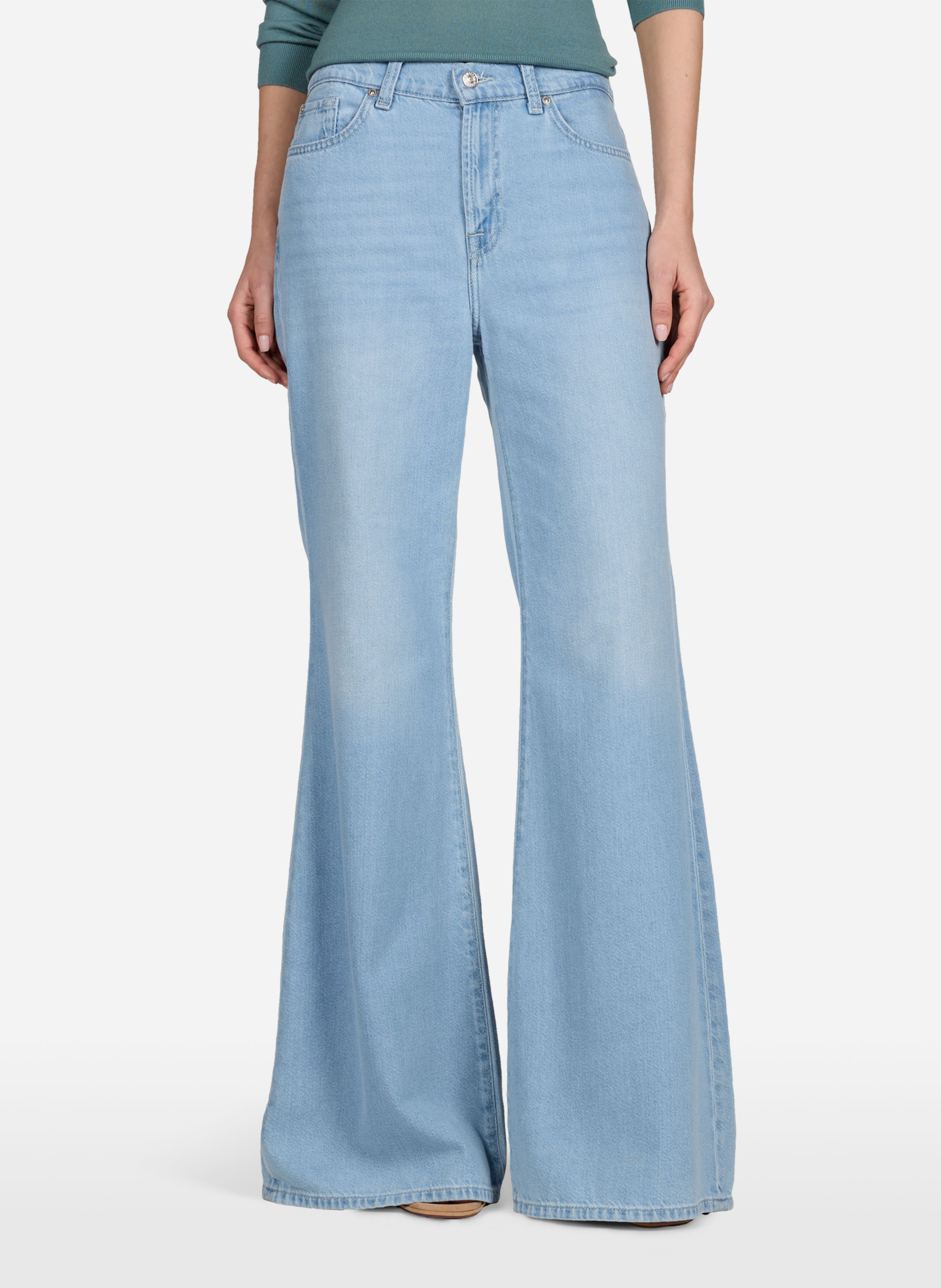 Cotton-blend bootcut jeans 7 FOR ALL MANKIND Blue