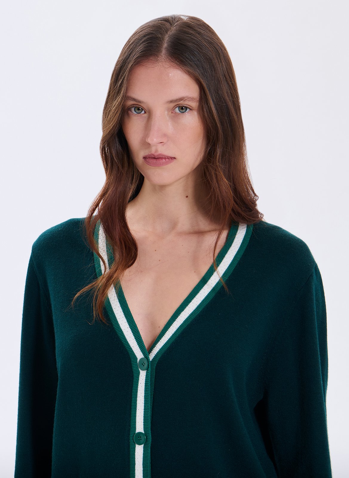 Cardigan col v  ZAPA Vert