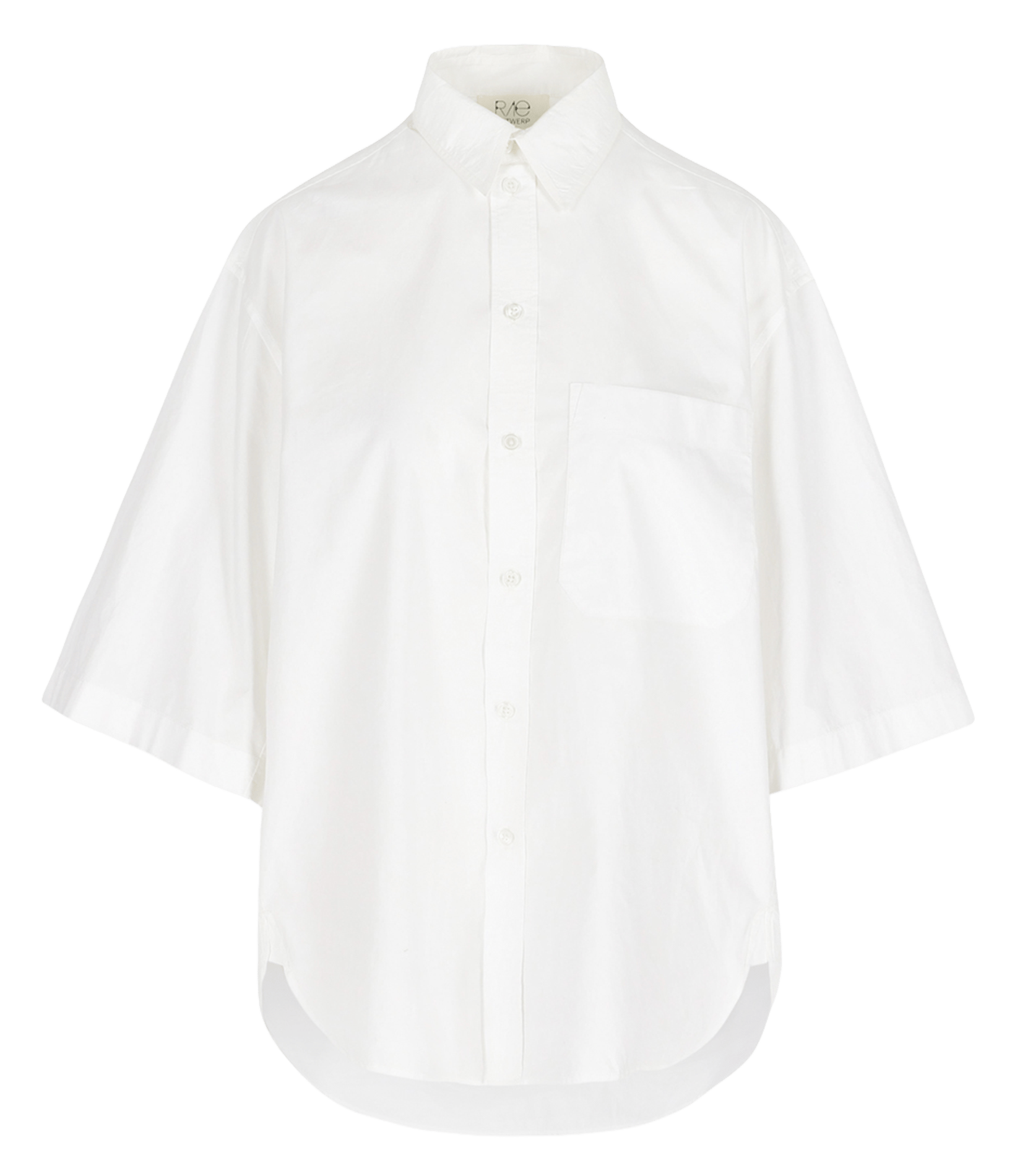 Oversize Hemd mit kurzen Ärmeln in Uni. RAE ANTWERP Weiss
