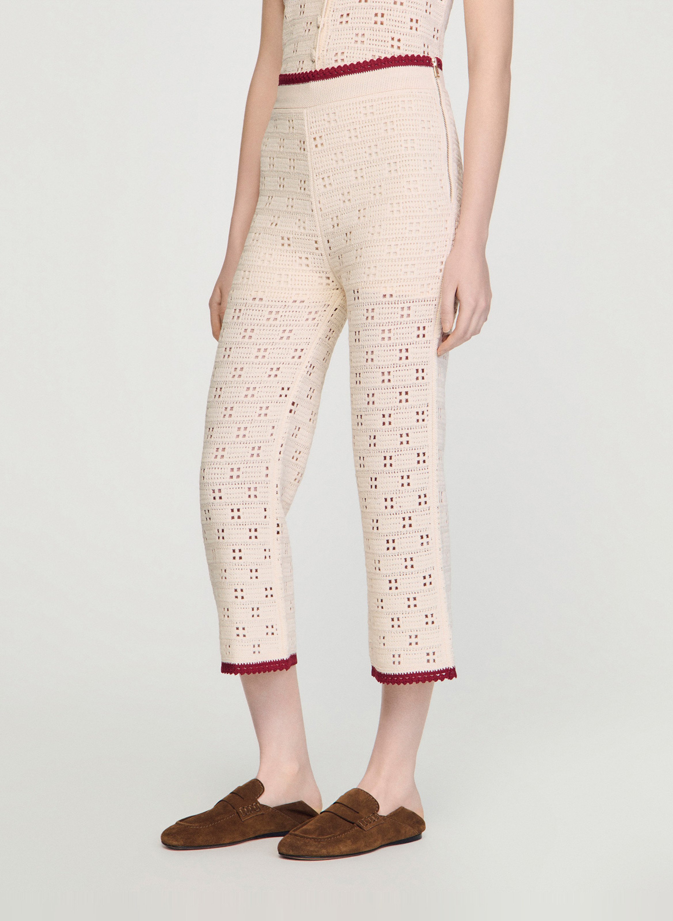 High-rise cropped pants SANDRO Beige