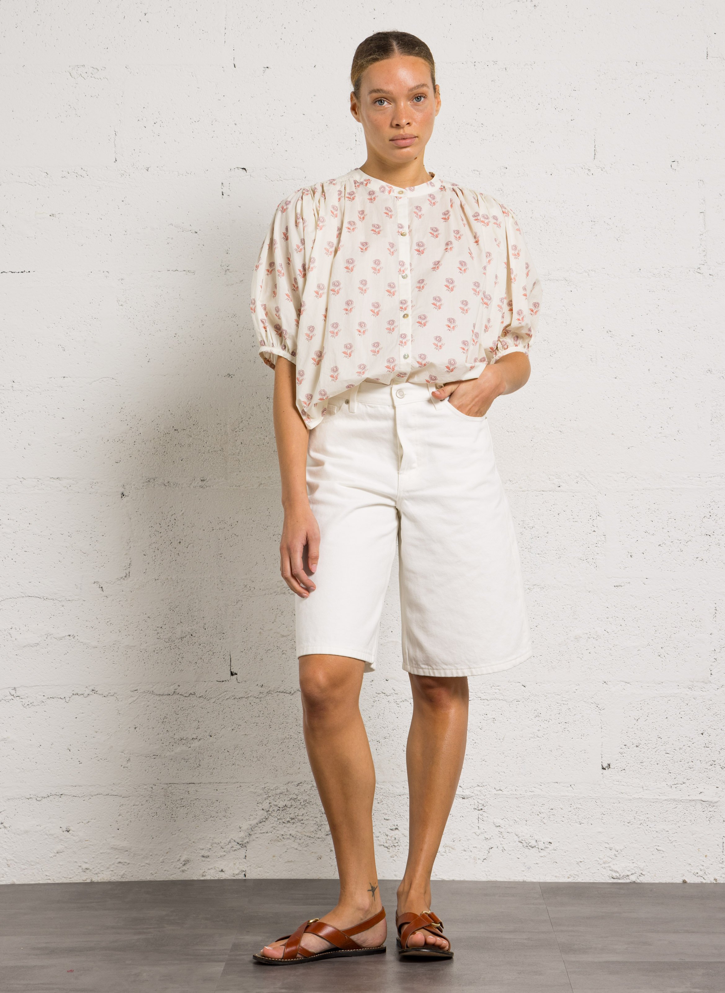 Bermuda denim en coton JC SOPHIE Blanc