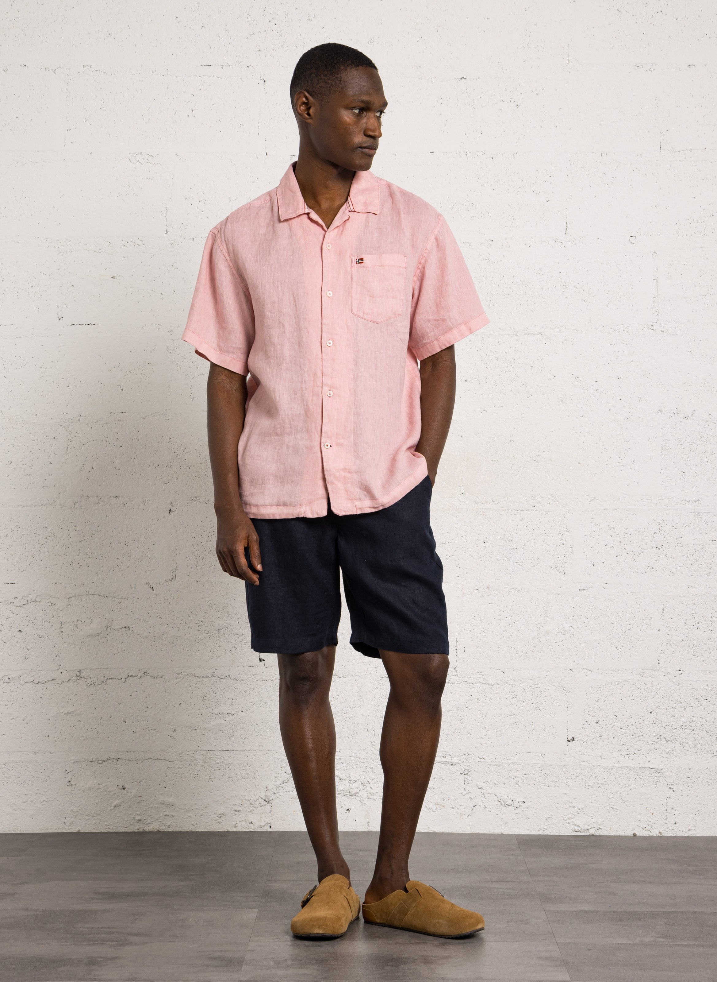 Pantalón ajustado de lino Azul