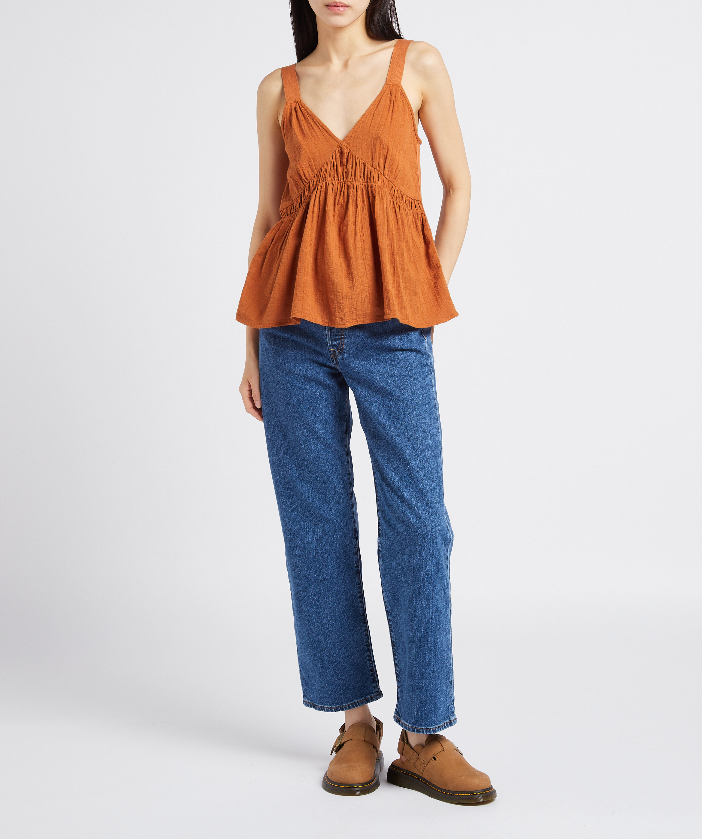 Top met plissédetail SWILDENS Oranje