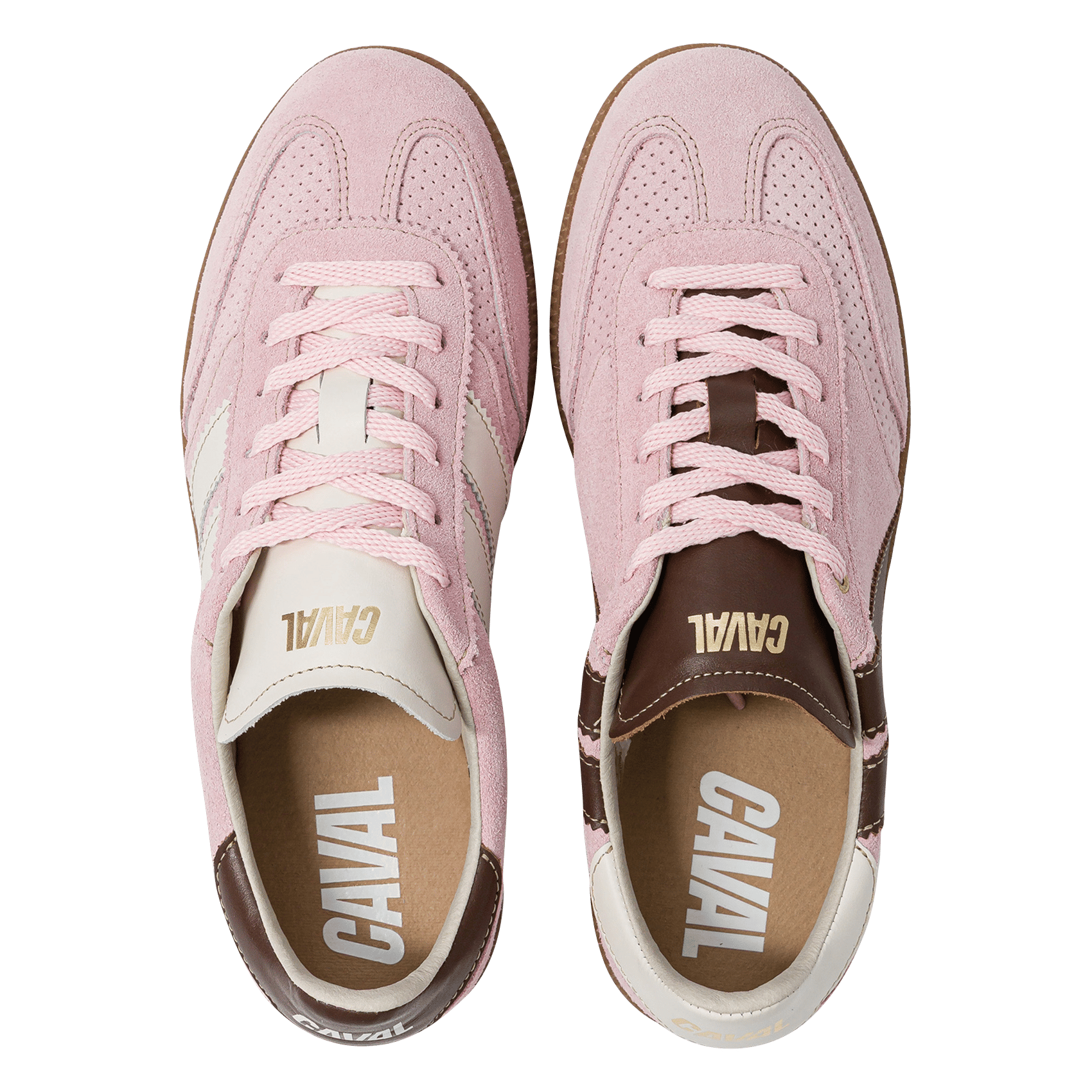 Baskets basses en cuir velours CAVAL Rose