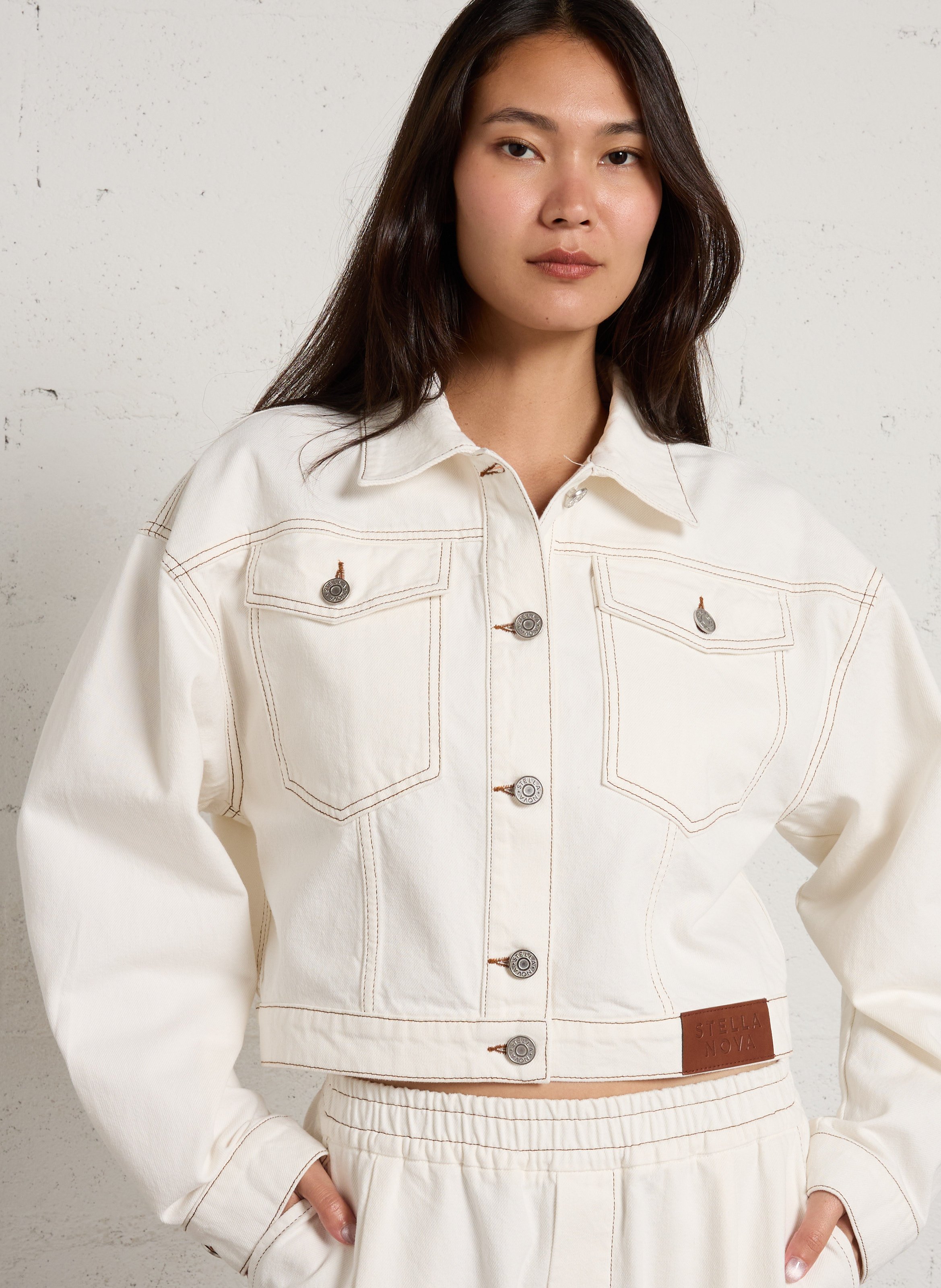 Oversize Denimjacke aus Baumwolle STELLA NOVA Weiss