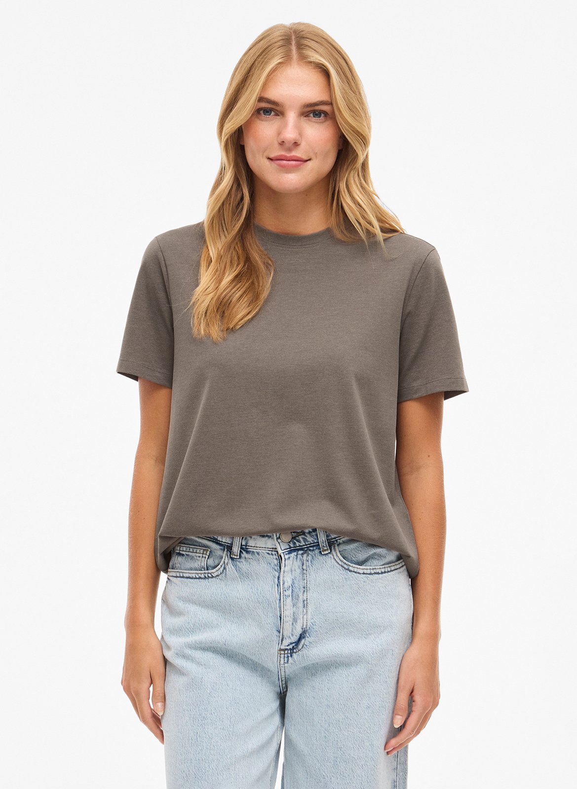 Round-neck organic cotton T-shirt VILA Brown