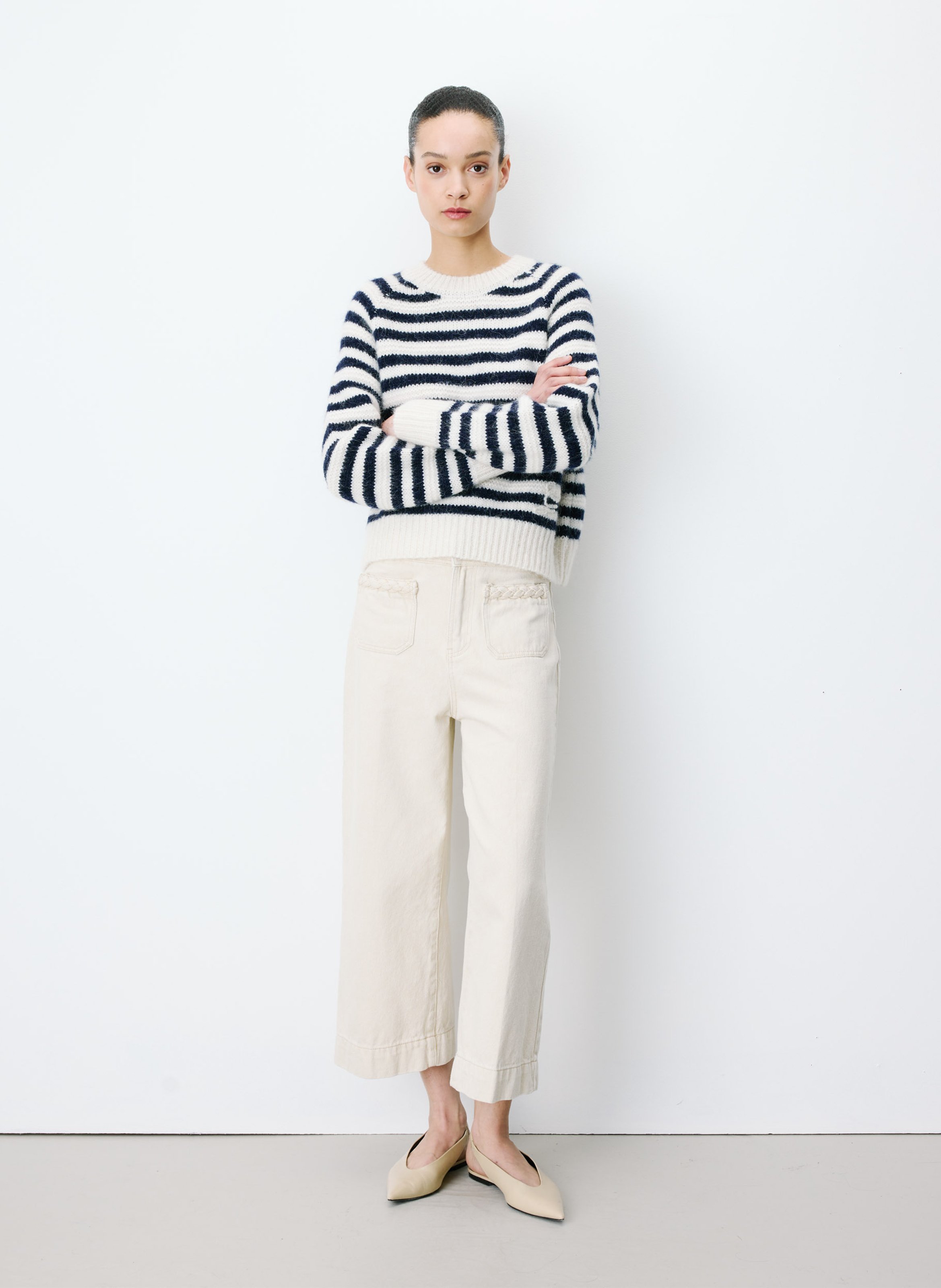 Pull col rond en laine mélangée GRACE ET MILA Bleu