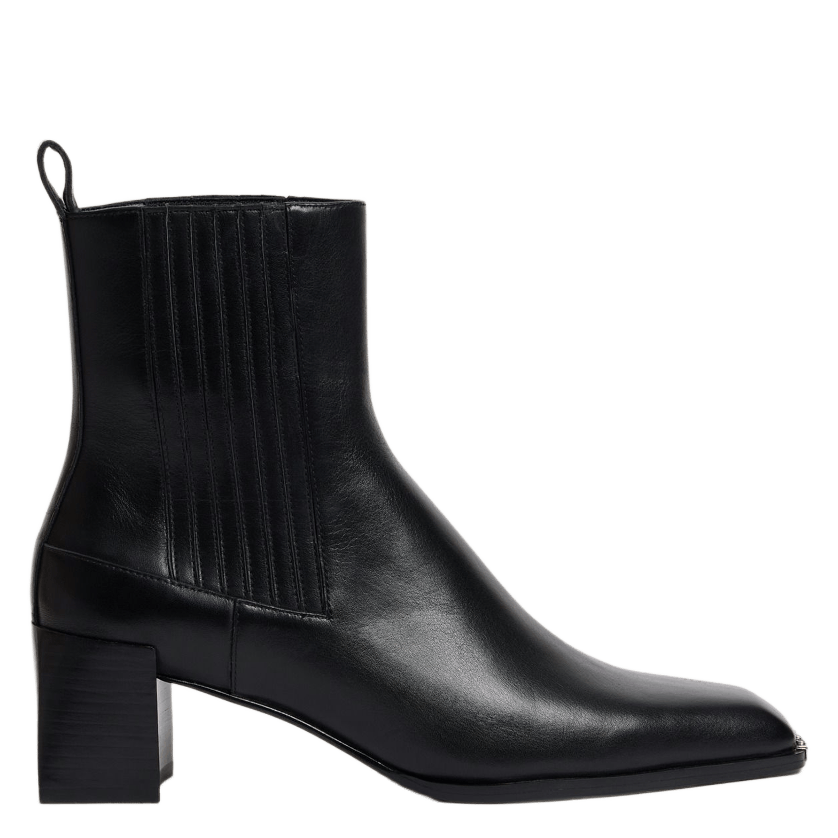 Square-toe Leather Ankle Boots SANDRO Black