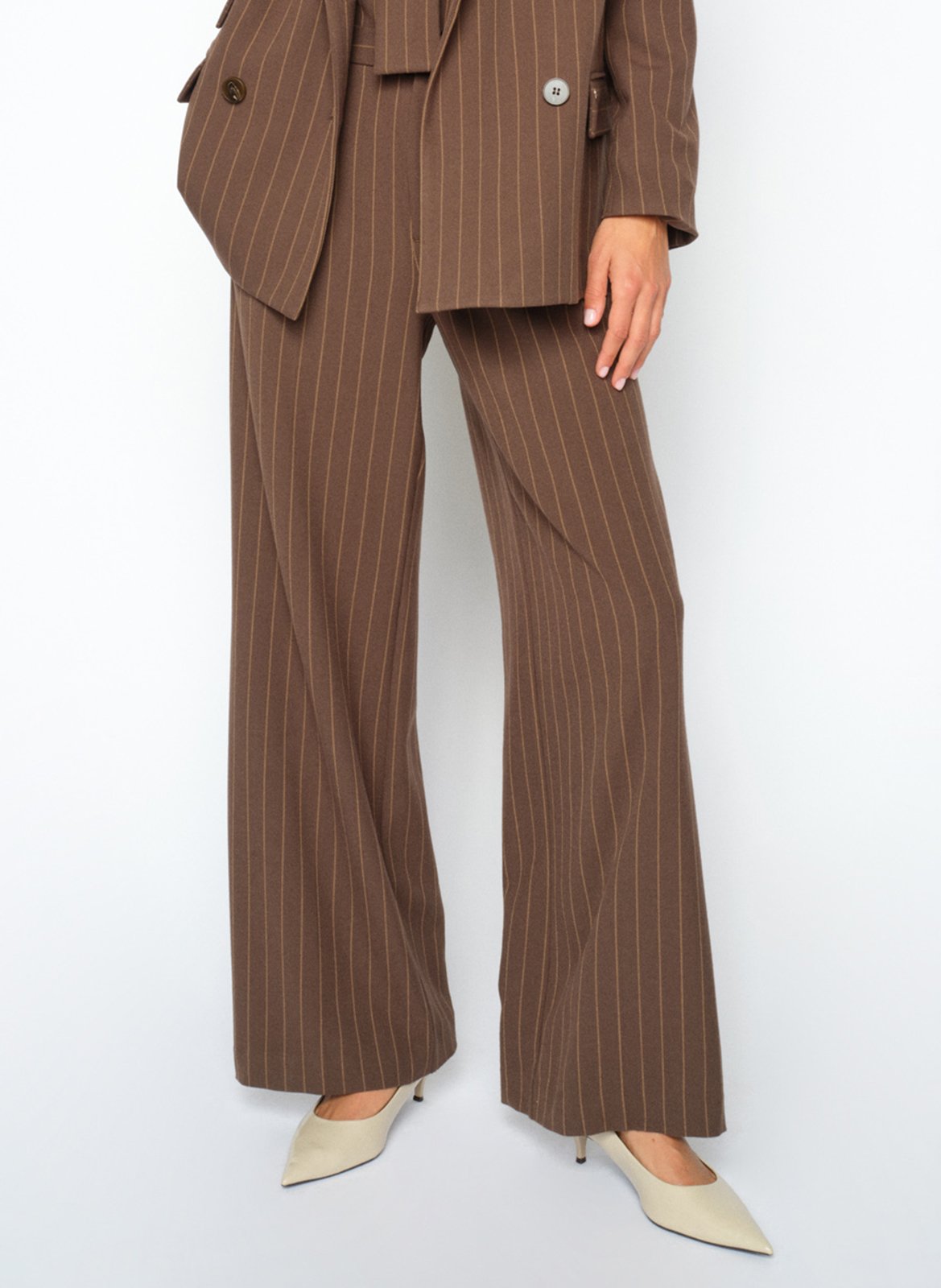 Striped wide-leg pants MOS MOSH Brown