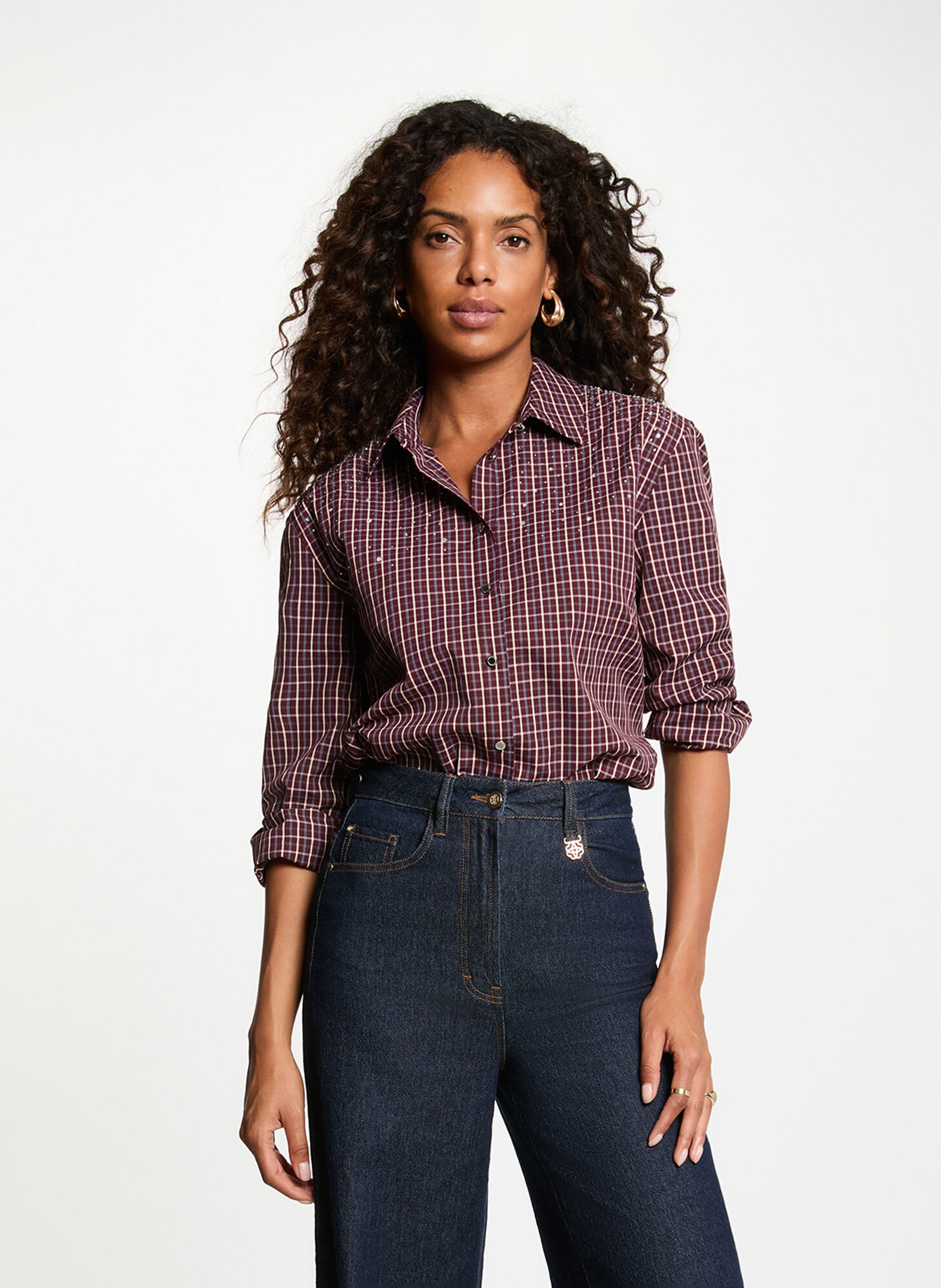 Chemise oversize à carreaux MORGAN Rouge