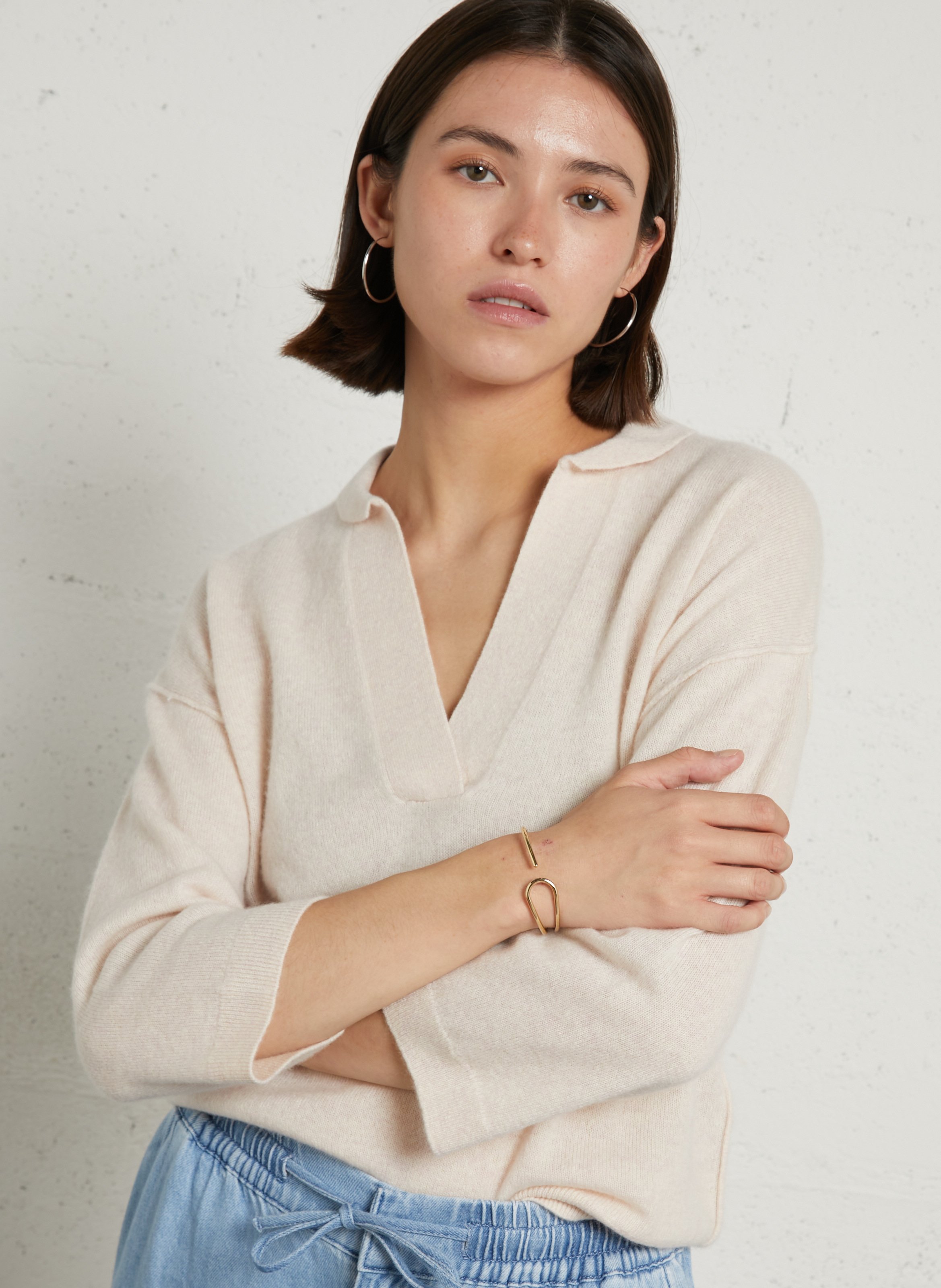 Oversized trui van kasjmier met V-hals MAISON 123 Roze