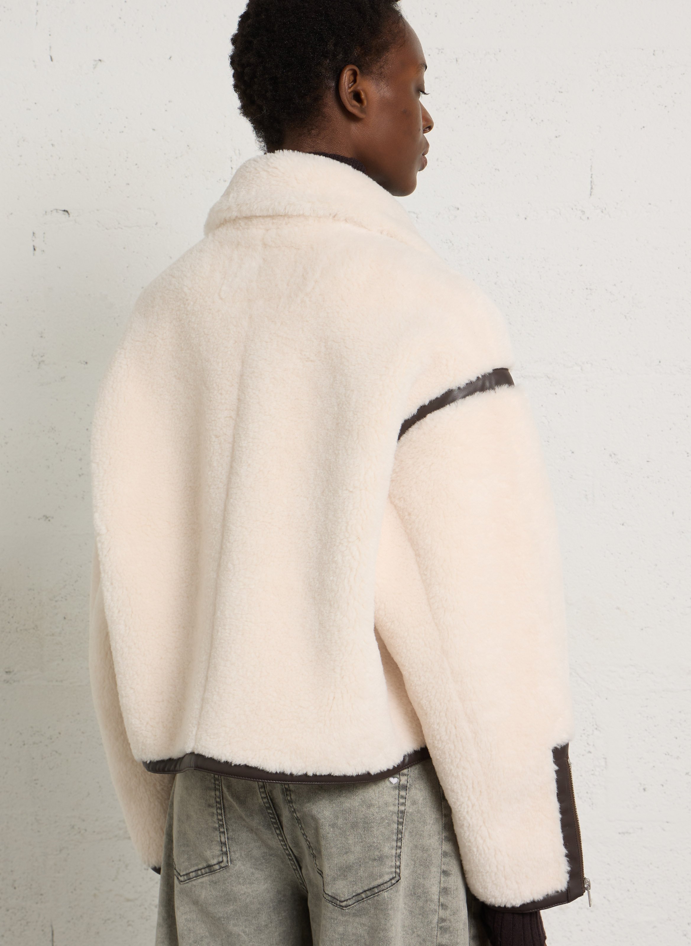 Veste droite col montant en fourrure synthétique BELLEROSE Blanc