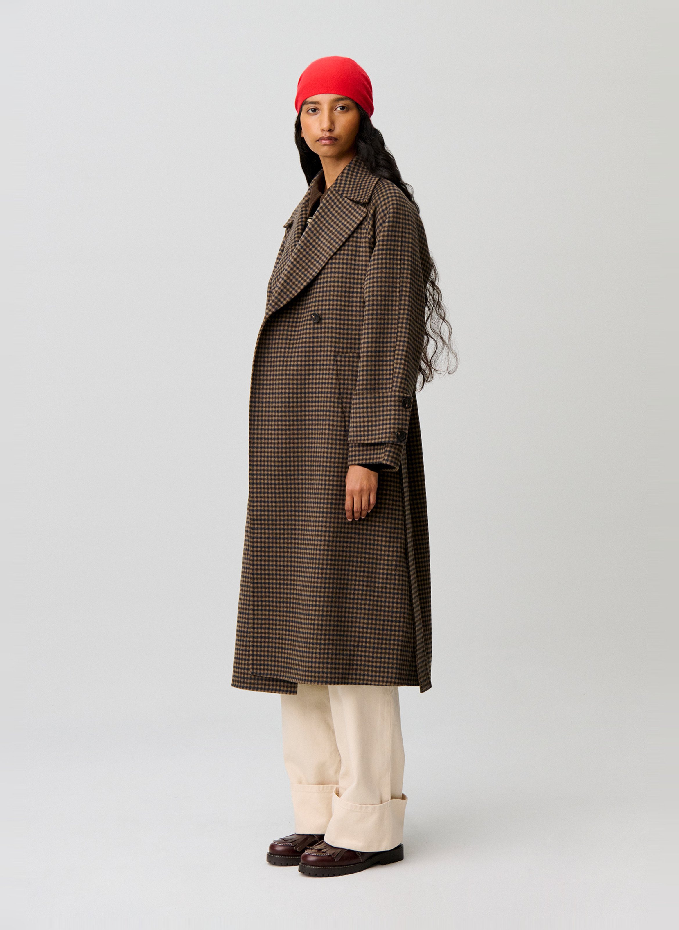 Manteau long ceinturée en laine mélangée CLAUDIE PIERLOT Multicolore