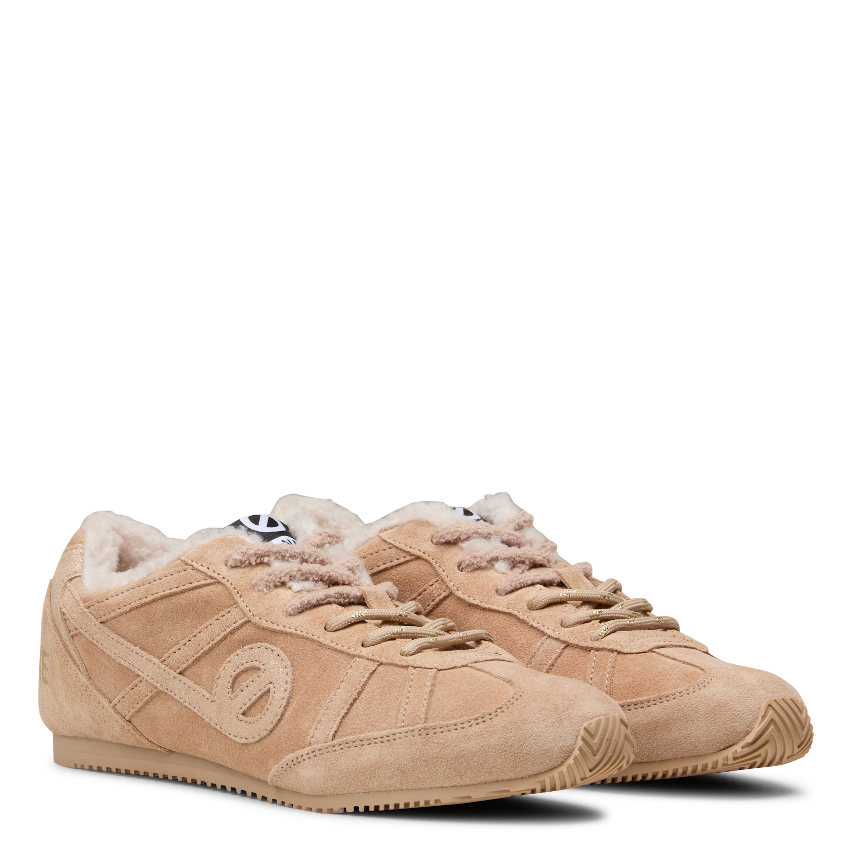 Baskets fourrées en cuir velours | Beige NO NAME Femme