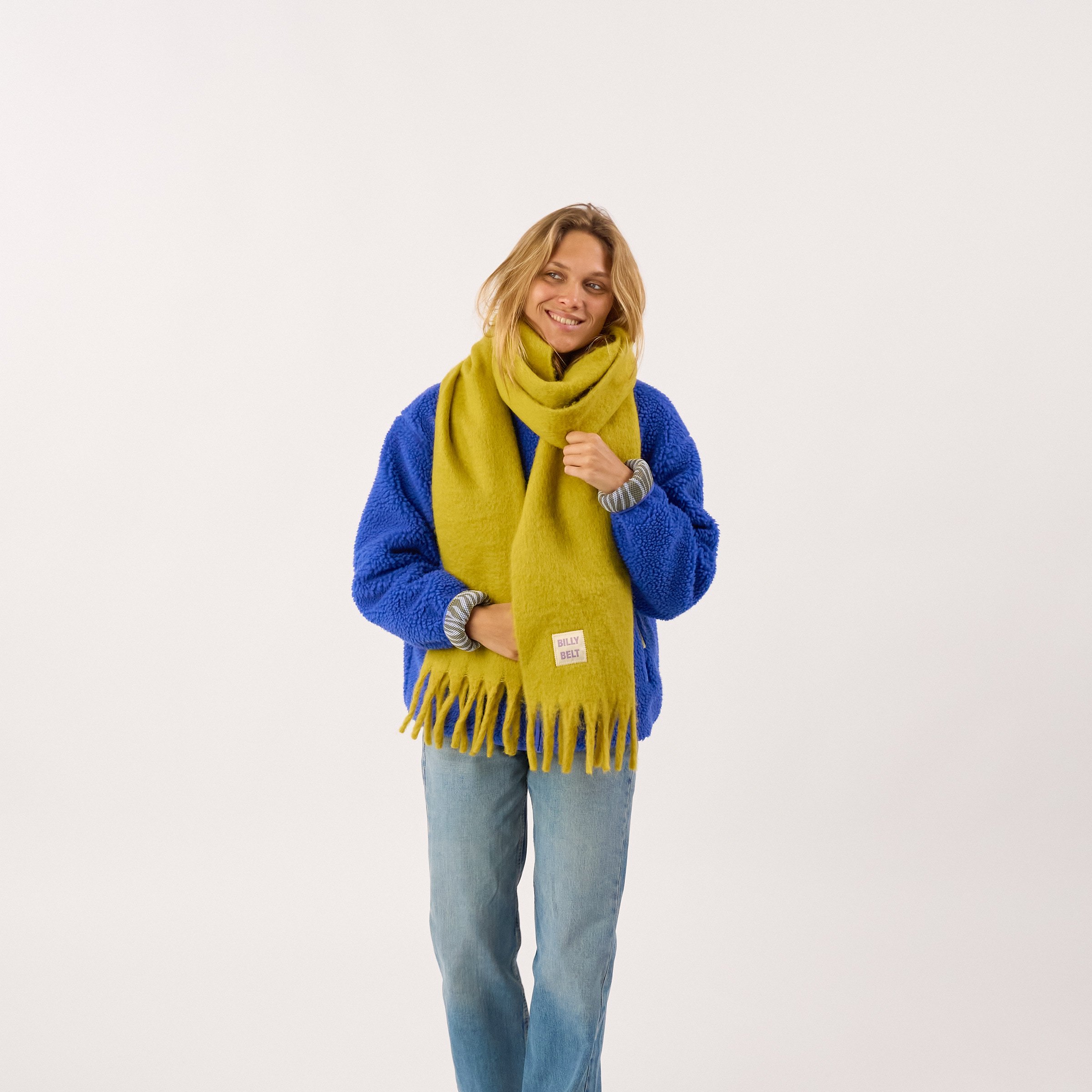 Wide wool scarf BILLYBELT Green