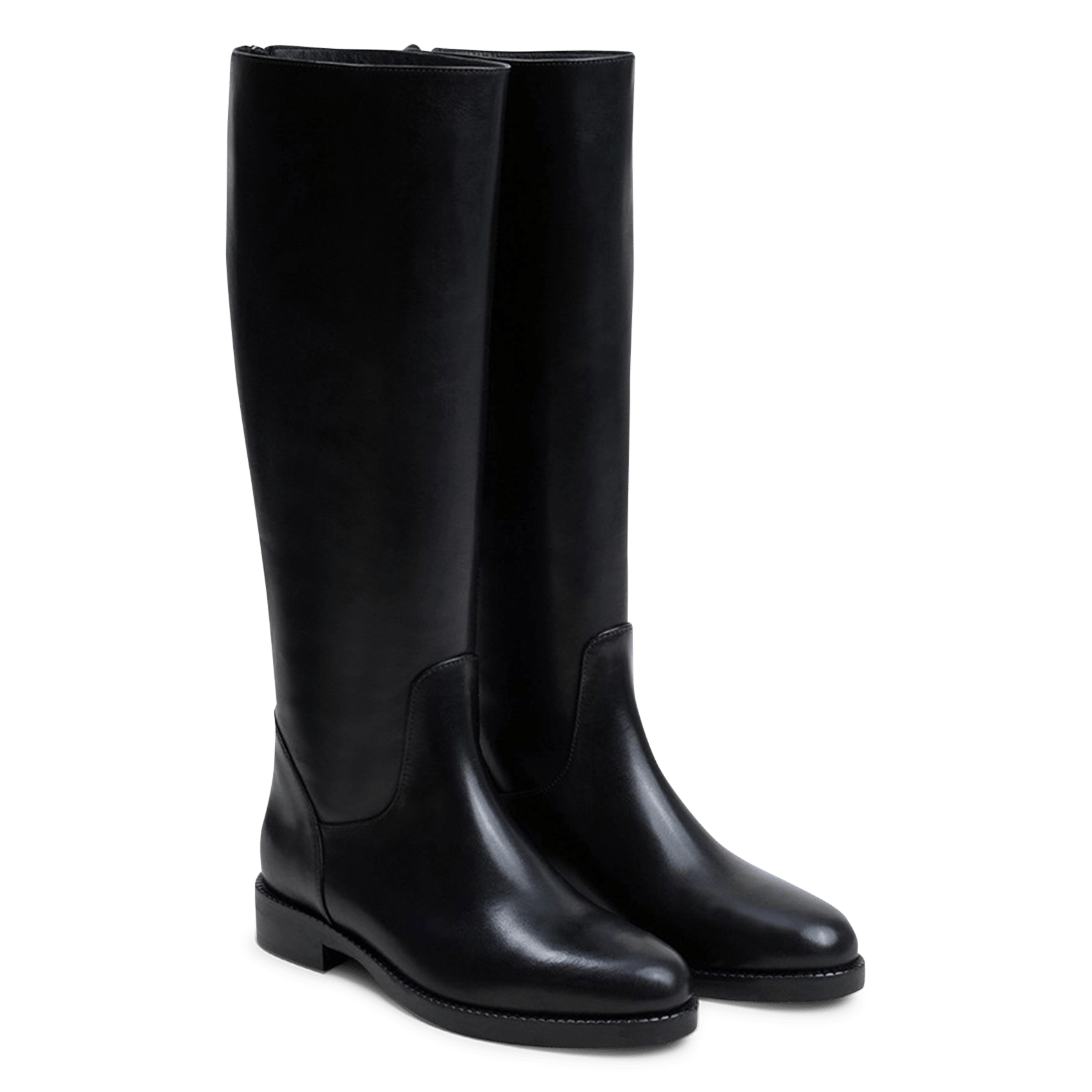 Bottes à talon mollet M en cuir JONAK Noir