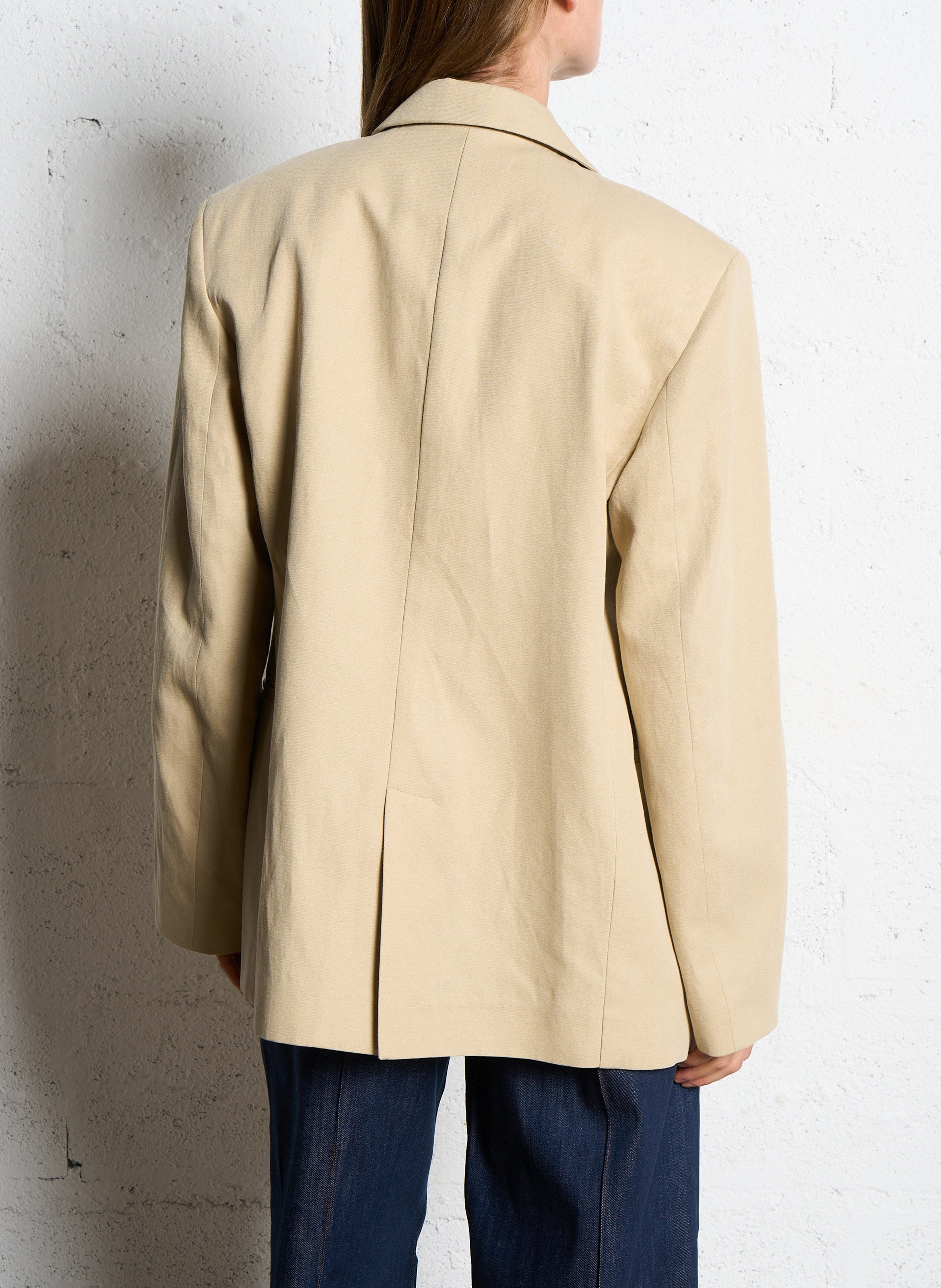 Gerade geschnittener Blazer aus Baumwoll-Mix POMANDERE Beige