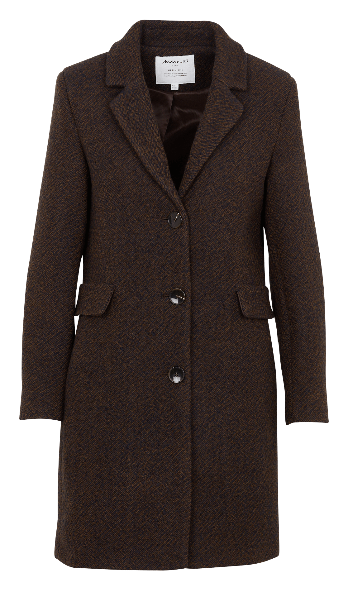 Manteau long ample en laine MAISON 123 Marron