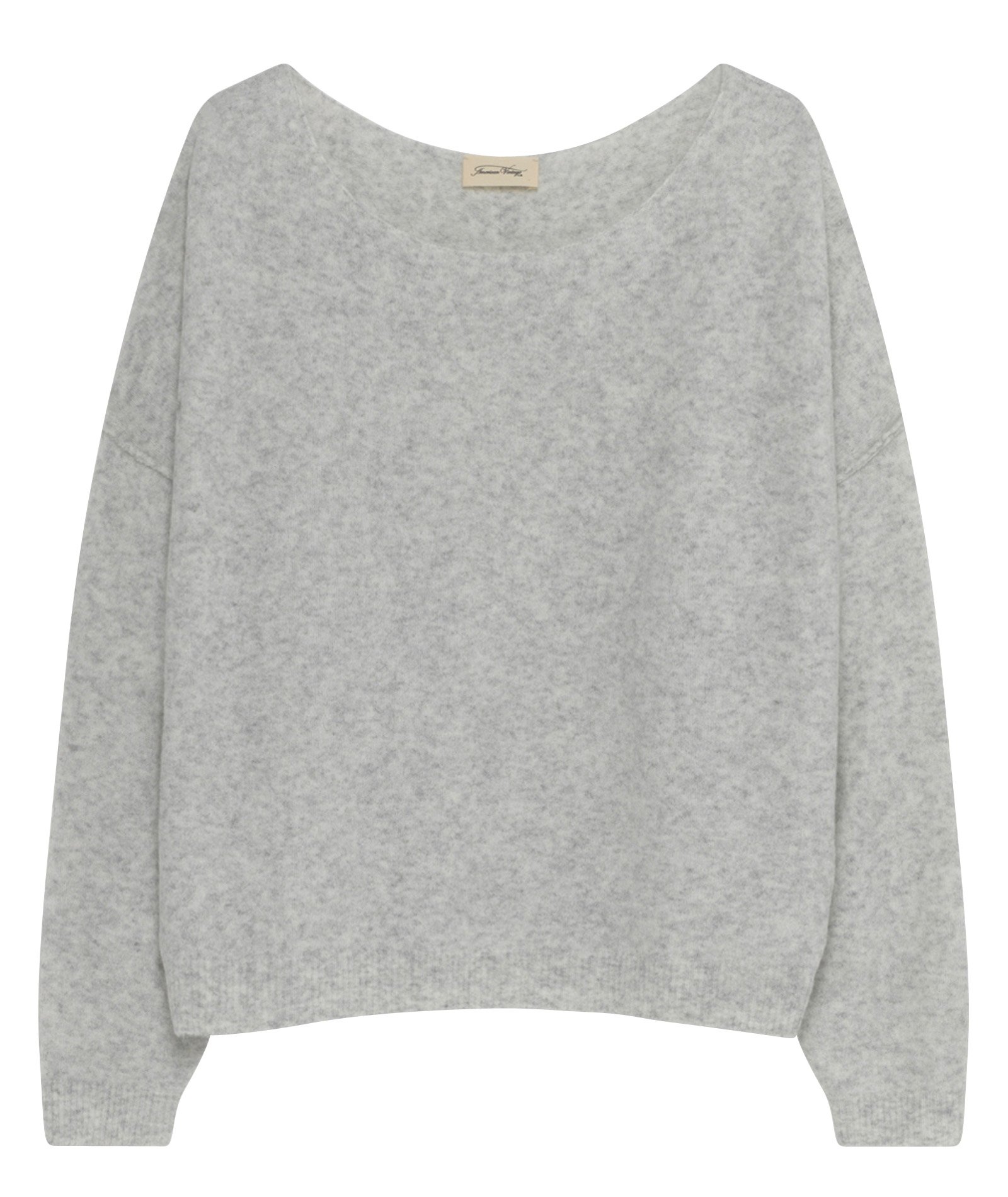 Pull ample à col bateau en maille duveteuse DAMSVILLE Gris chine