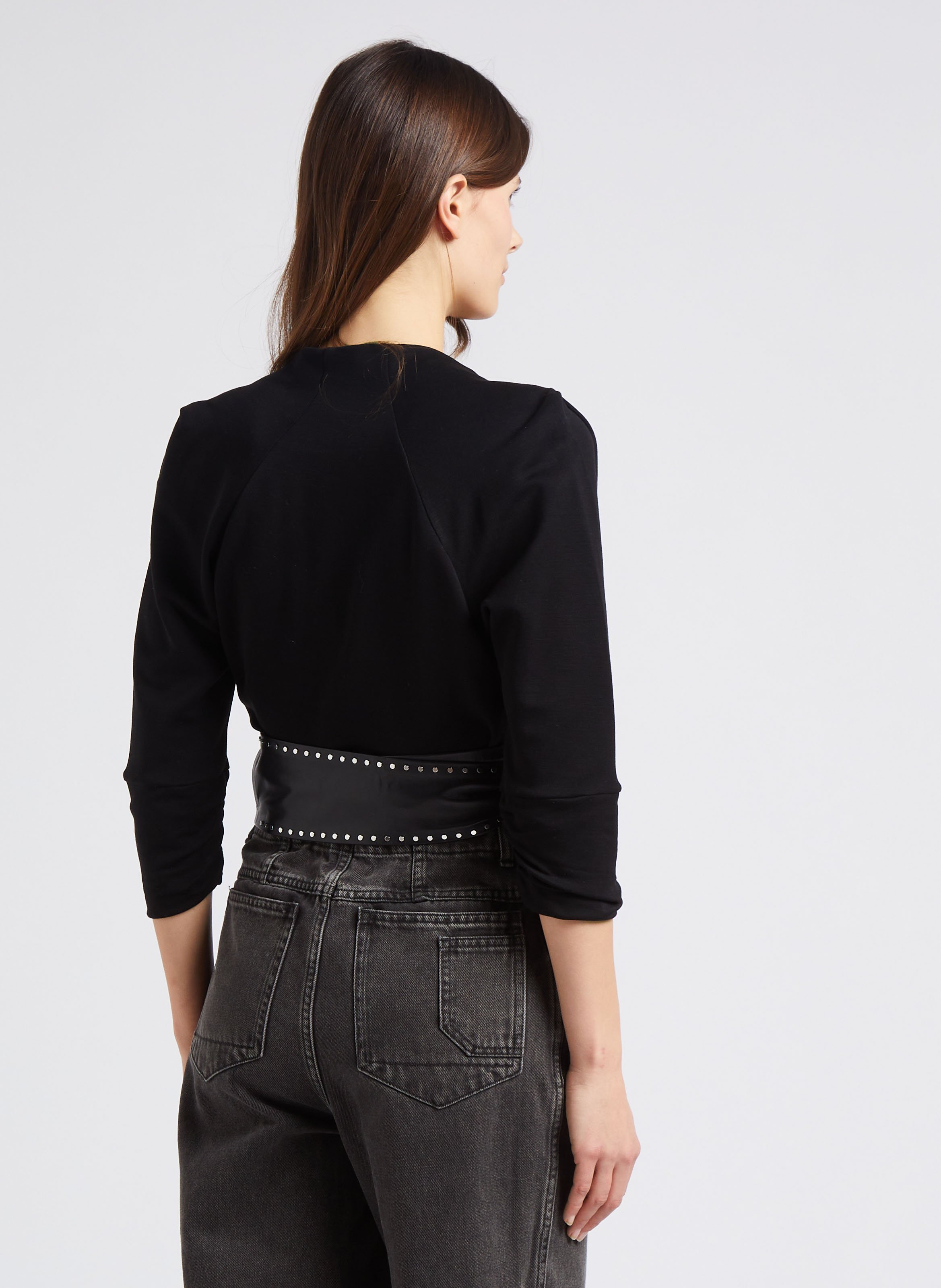 Top col V ajusté  Noir